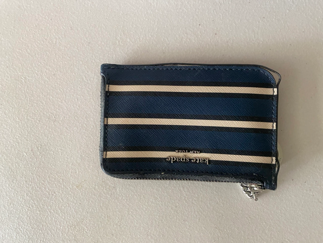 Kate Spade Striped Zip Card Holder