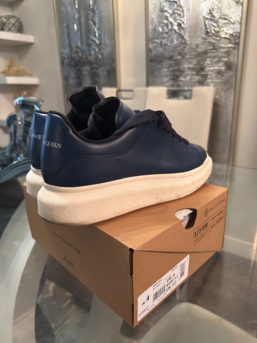 Alexander McQueen Navy Leather Oversized Sneaker - photo 4