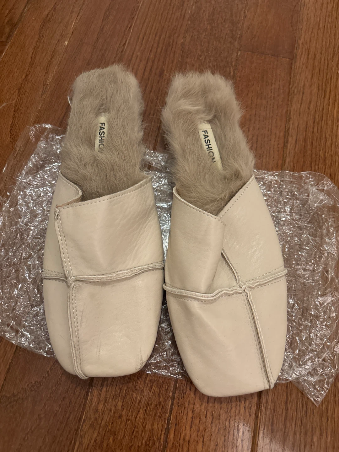Women's Faux Fur Mules - Cream