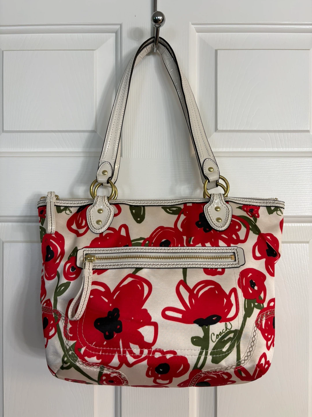 Coach Poppy Floral Print Hallie Tote Bag