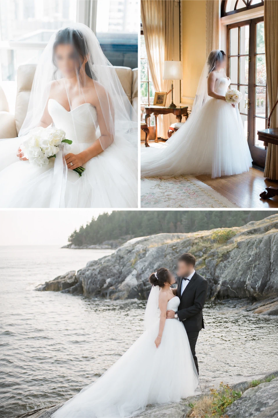 Strapless White Tulle Wedding Dress