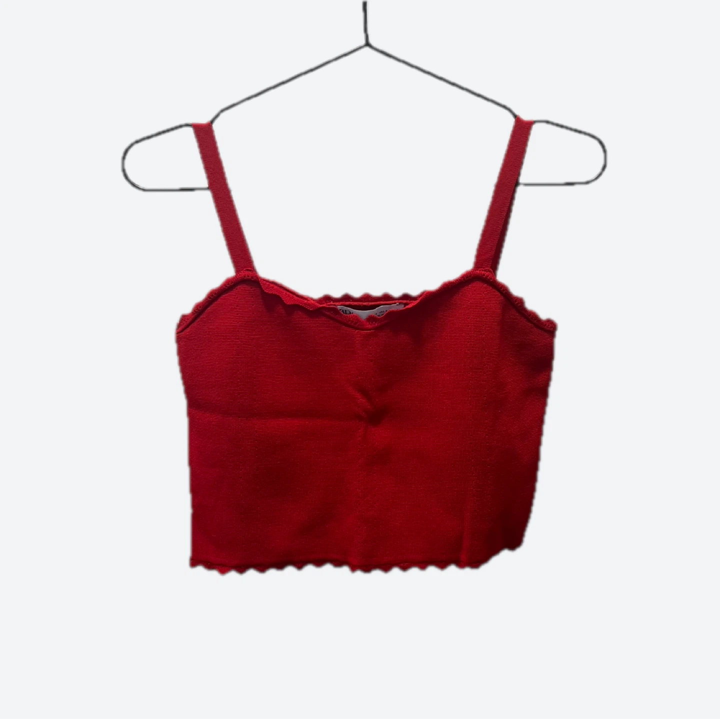 ZARA Red Ribbed Cropped Cami