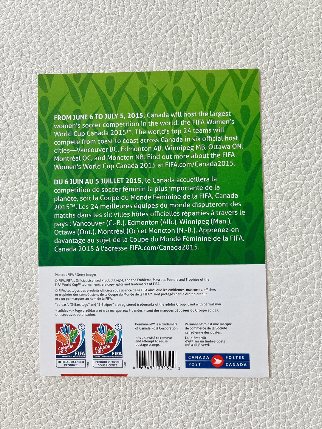 2015 FIFA Women's World Cup Canada Permanent Stamps - photo 2