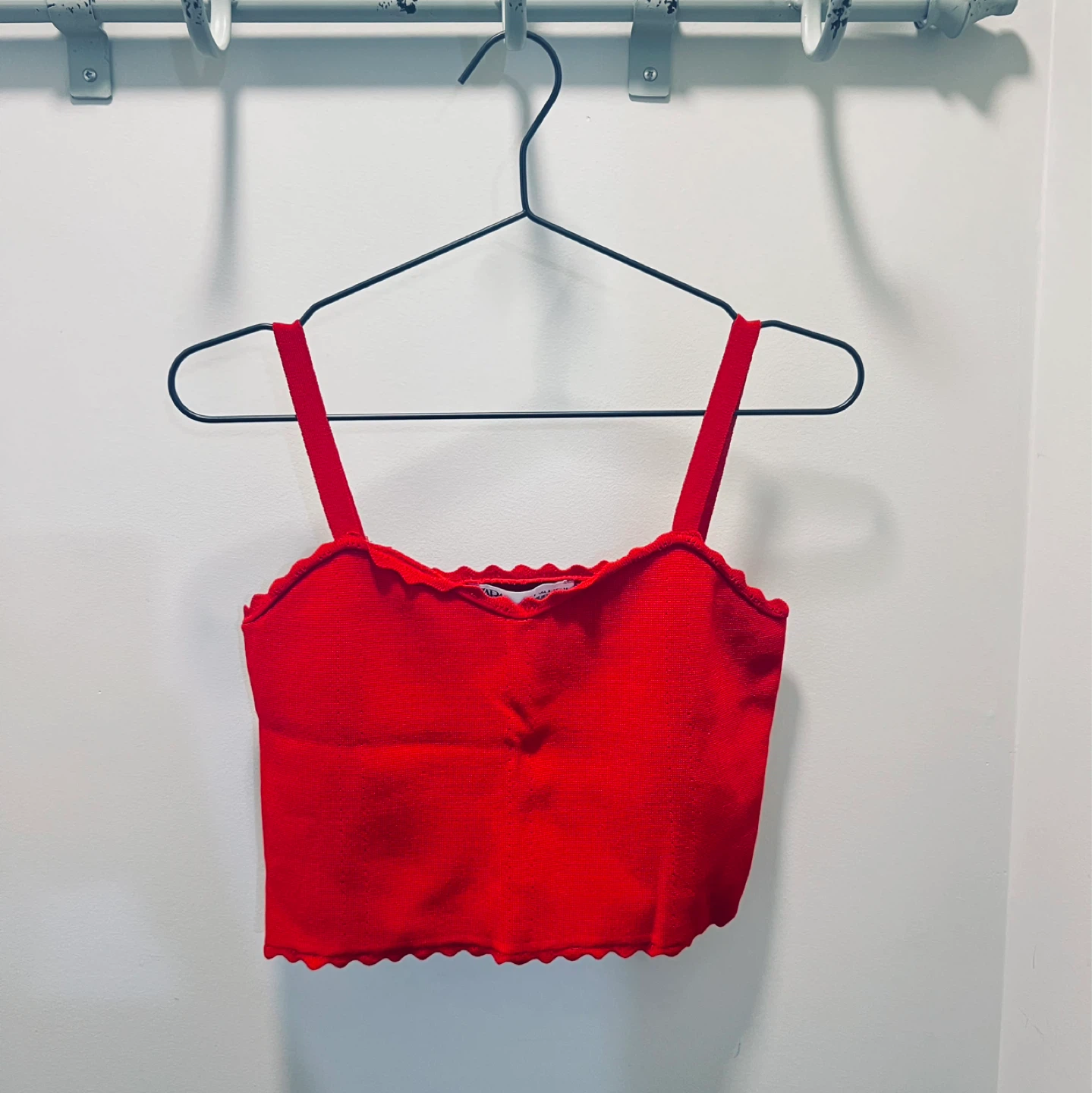 ZARA Red Ribbed Cropped Cami - photo 2