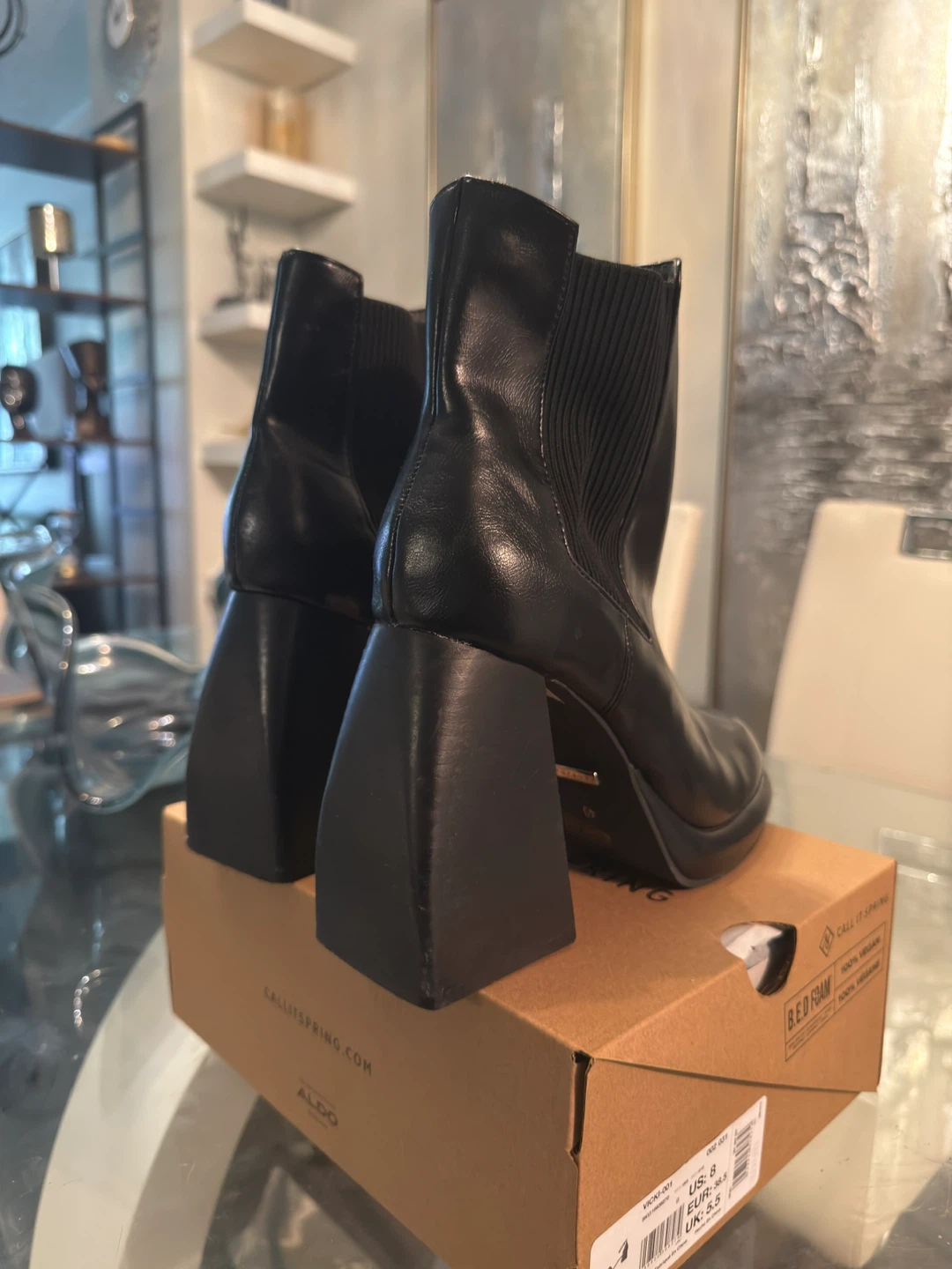 TOP SHOP Black Leather Block Heel Chelsea Boots - photo 2