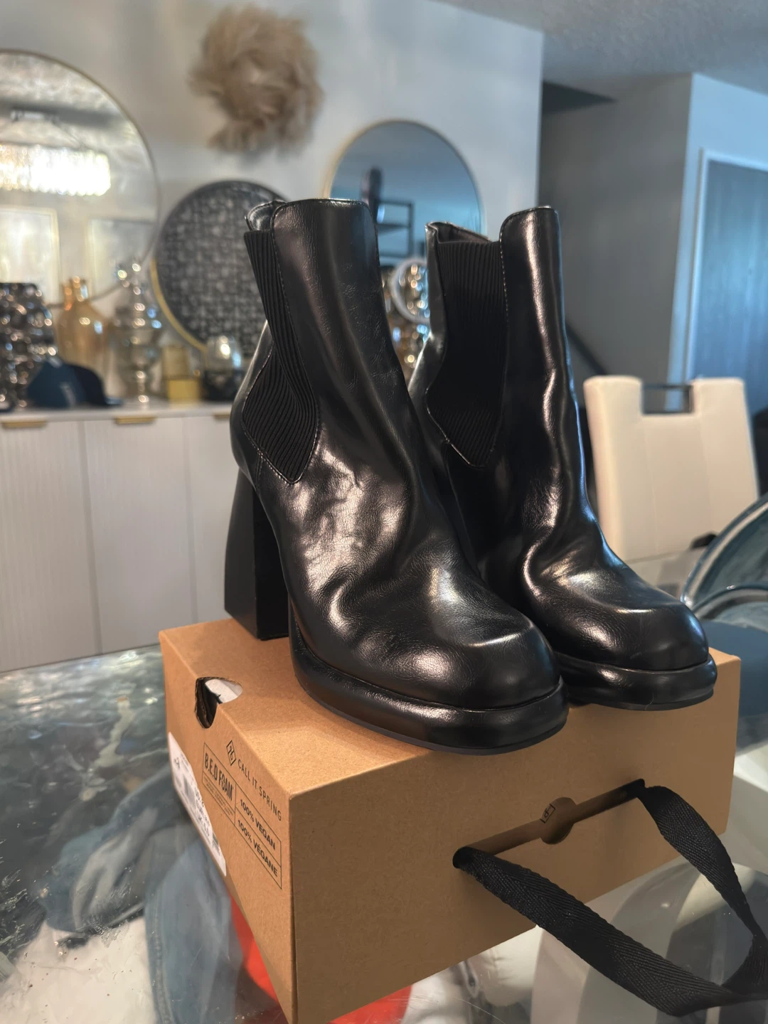 TOP SHOP Black Leather Block Heel Chelsea Boots - photo 3