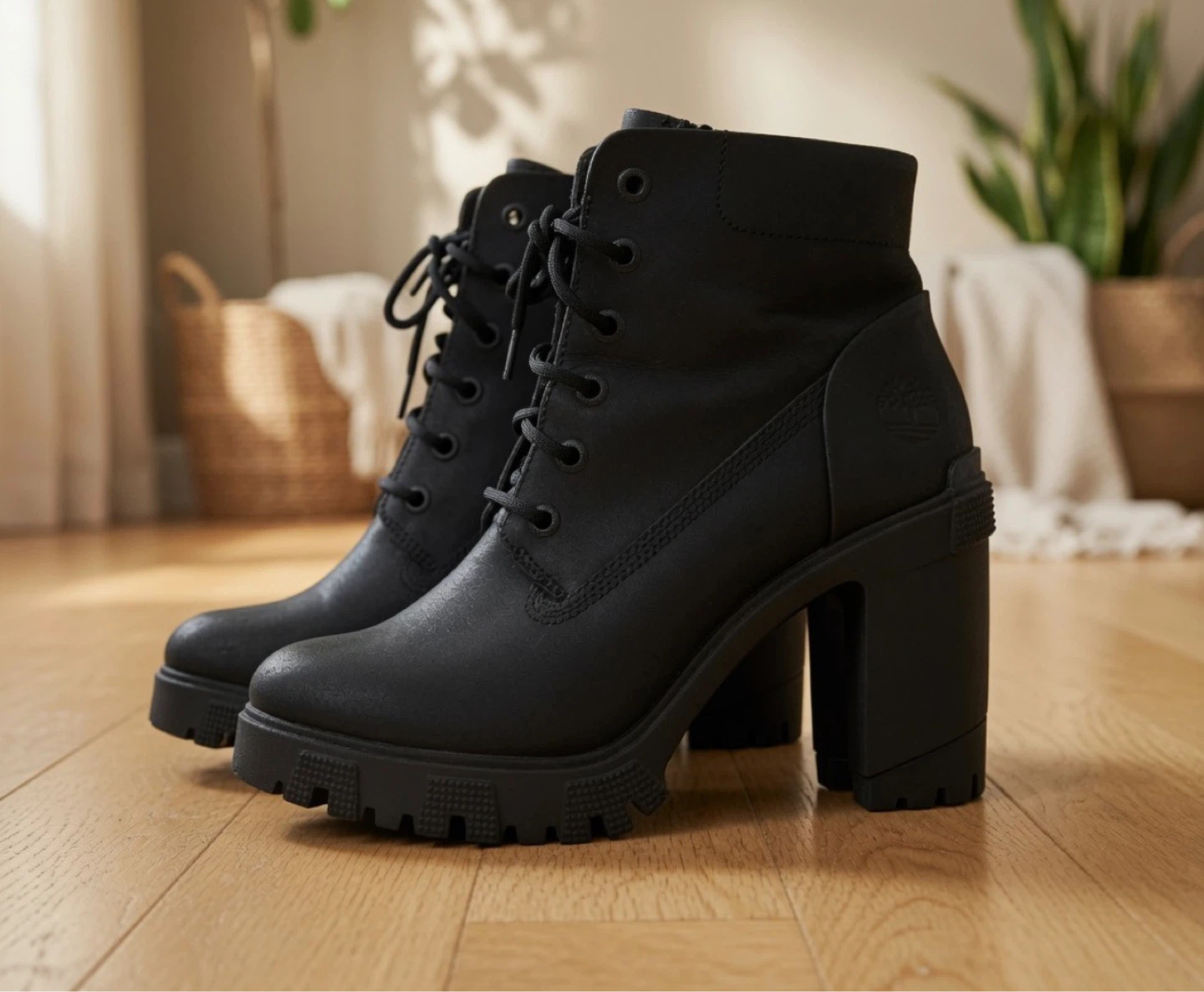Bottes Timberland noires à talon bloc