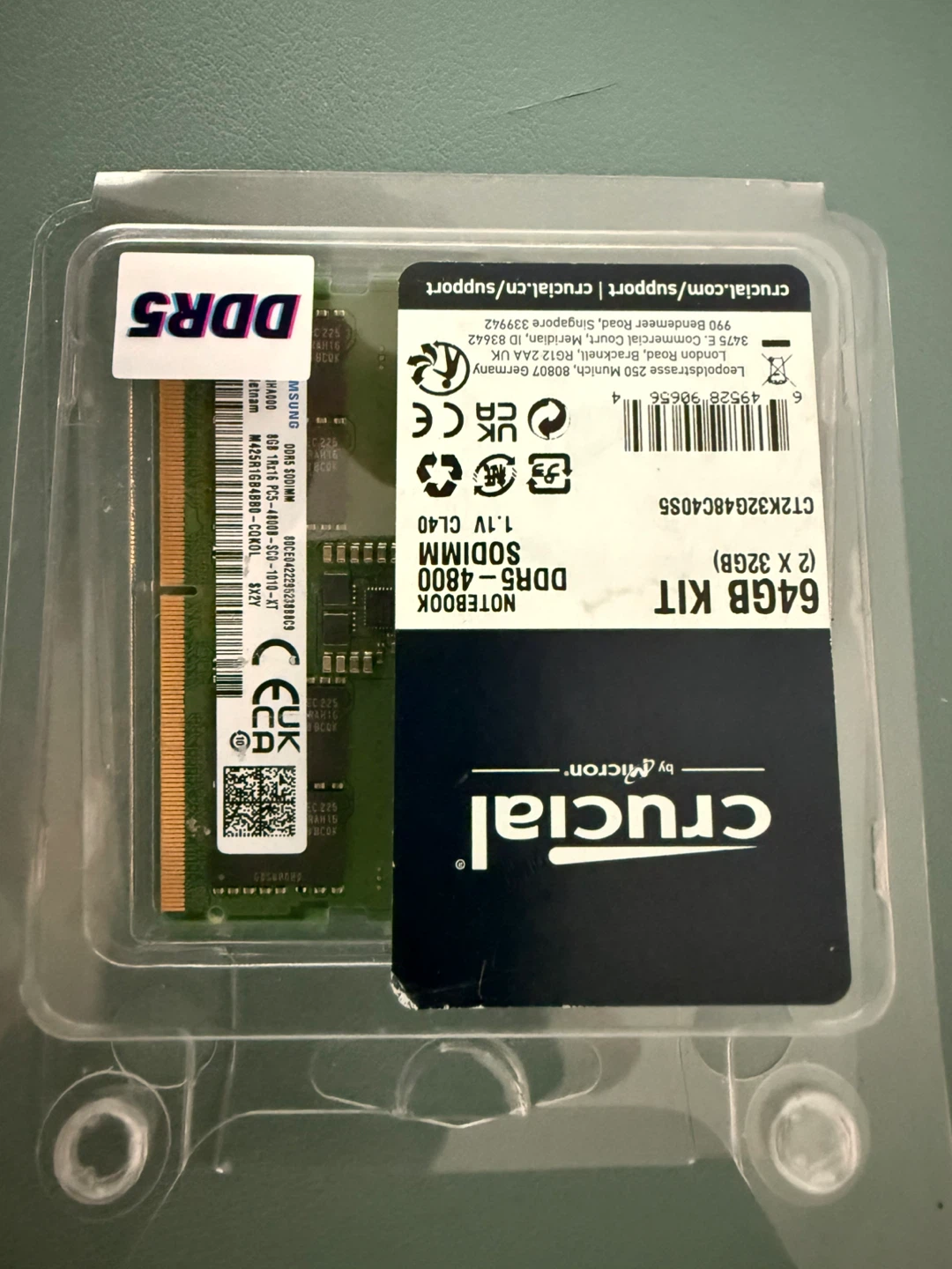 Samsung 16GB (2x8GB) DDR5-4800 PC5 SO-DIMM Laptop RAM - photo 2