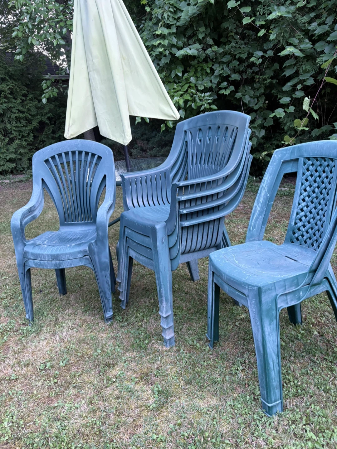 Stackable Plastic Patio Chairs - Green