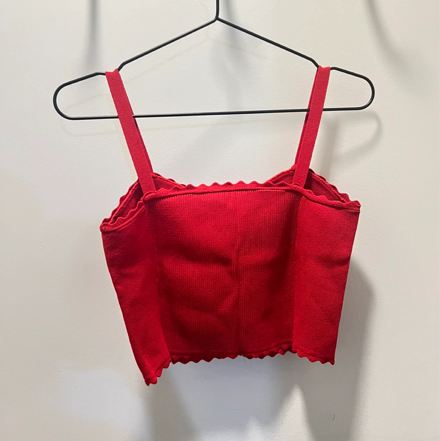 ZARA Red Ribbed Cropped Cami - photo 3