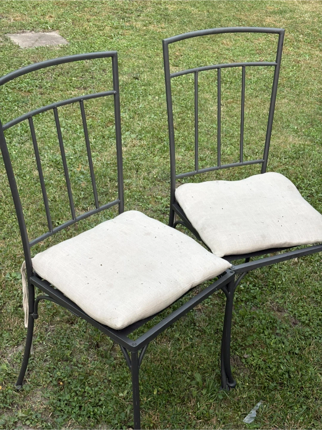Set of 2 Metal Dining Chairs with Cushions