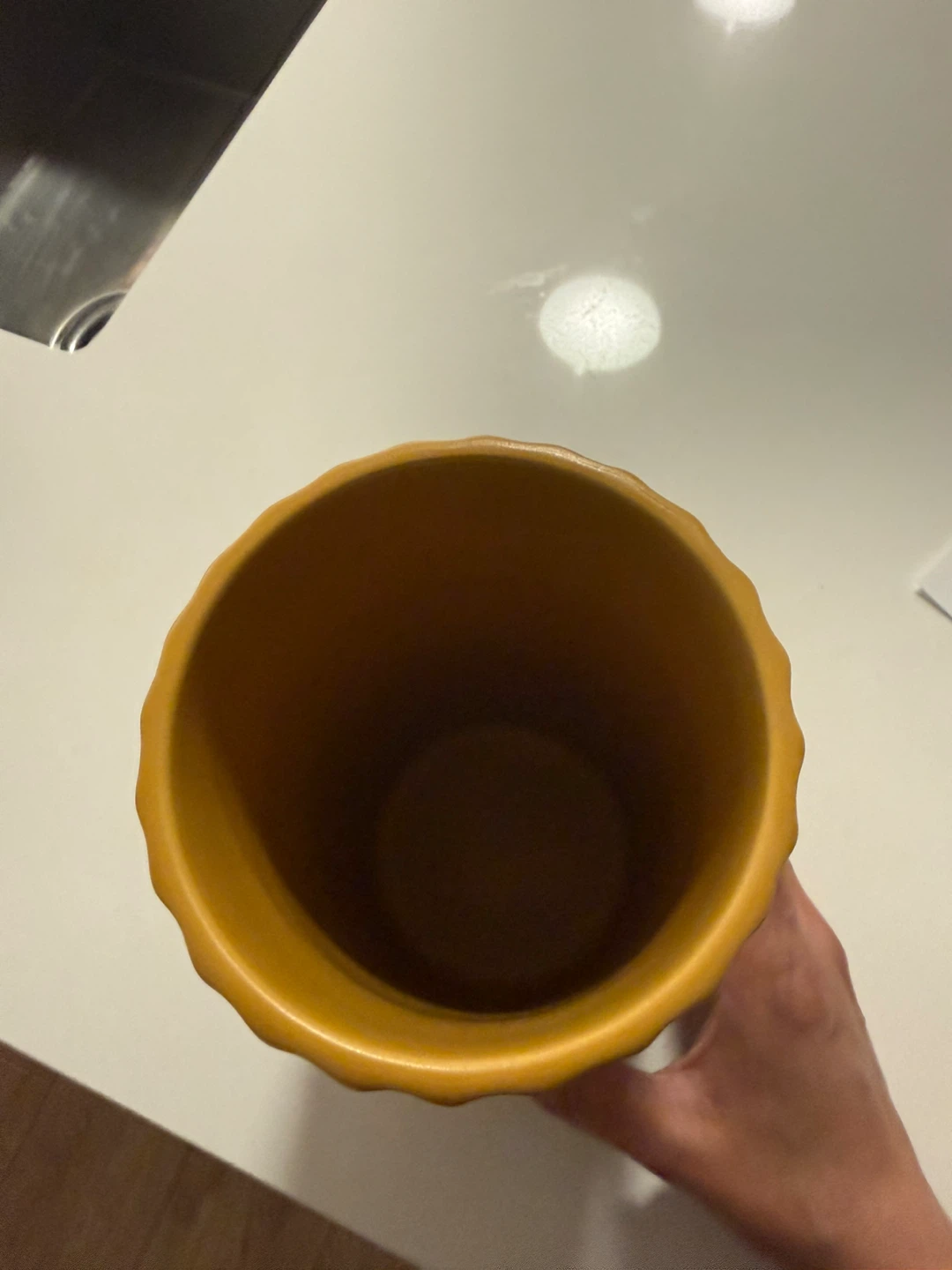 Yellow Ceramic Ribbed Vase - photo 2