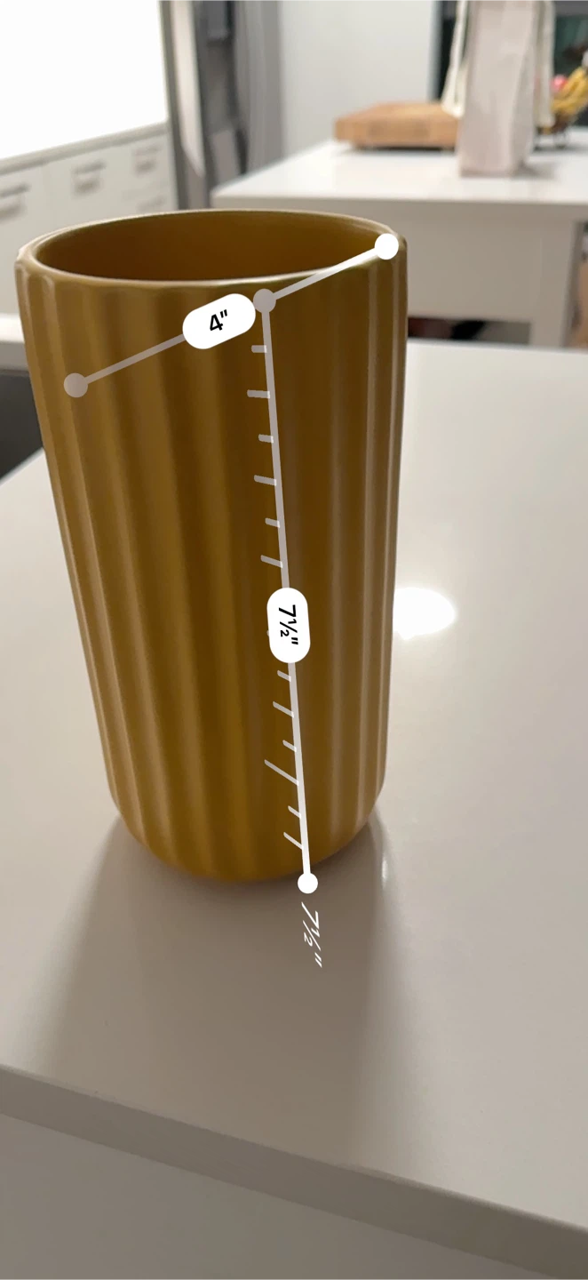 Yellow Ceramic Ribbed Vase - photo 5