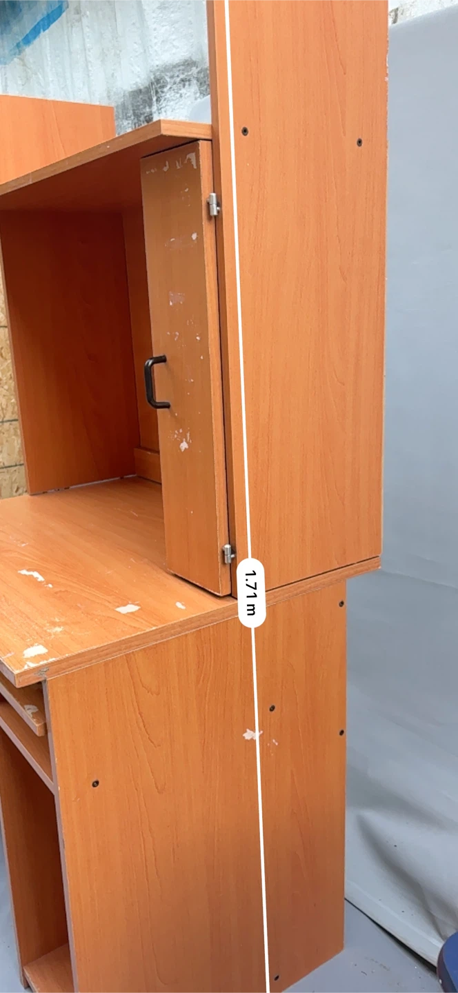 Wood computer desk with hutch and cabinet - photo 3