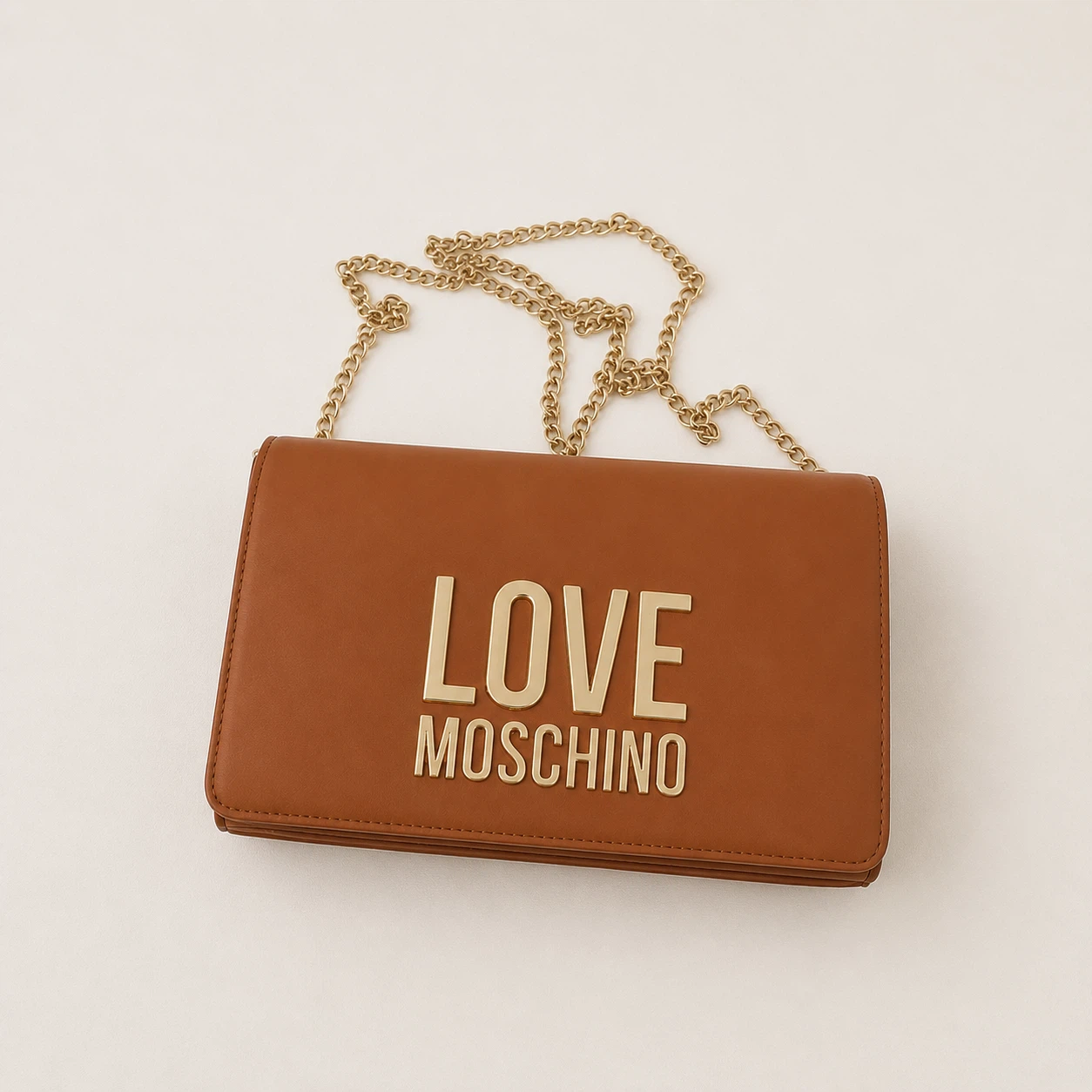 Love Moschino Faux Leather Brown Crossbody Bag