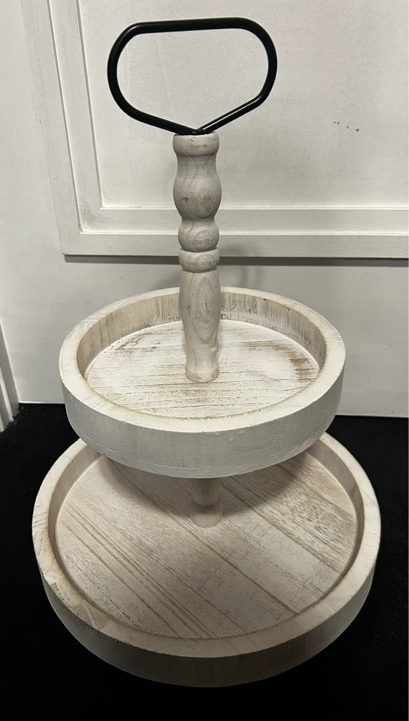 White Wooden Tiered Tray