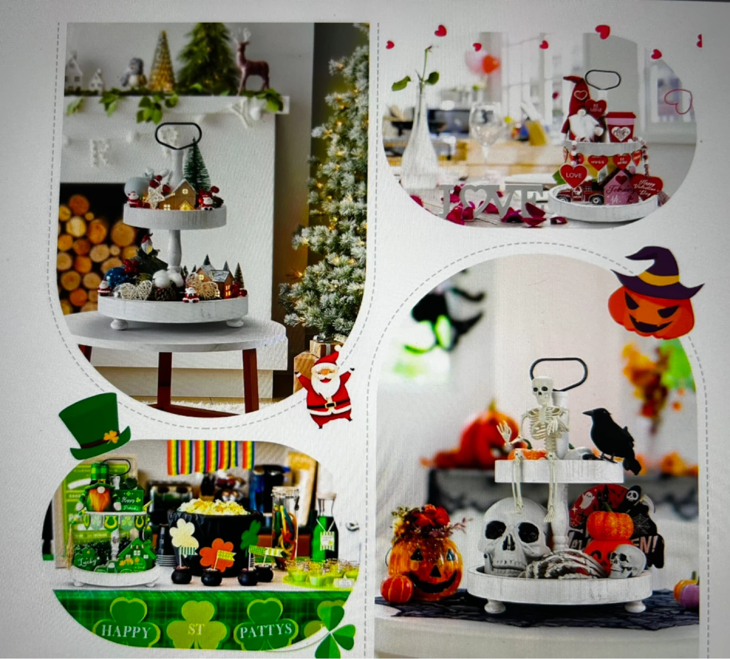 White Wooden Tiered Tray - photo 5