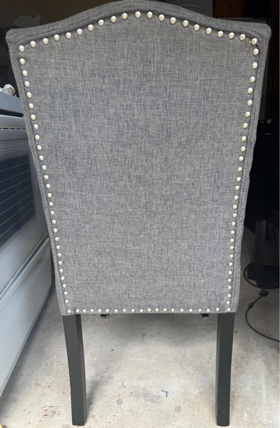 Set of 2 Grey Upholstered Dining Chairs with Nailhead Trim - photo 5