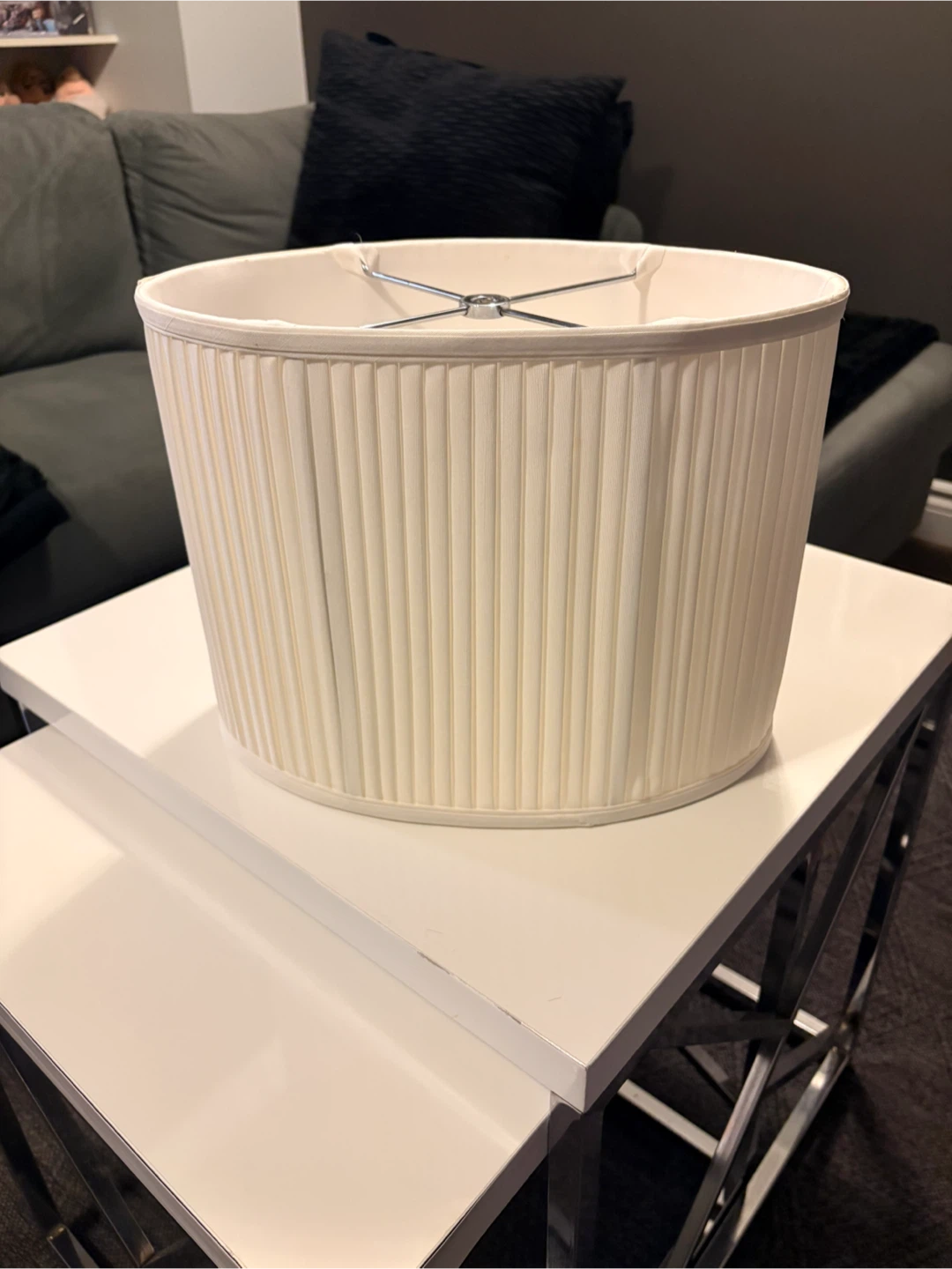 White Pleated Drum Lampshade