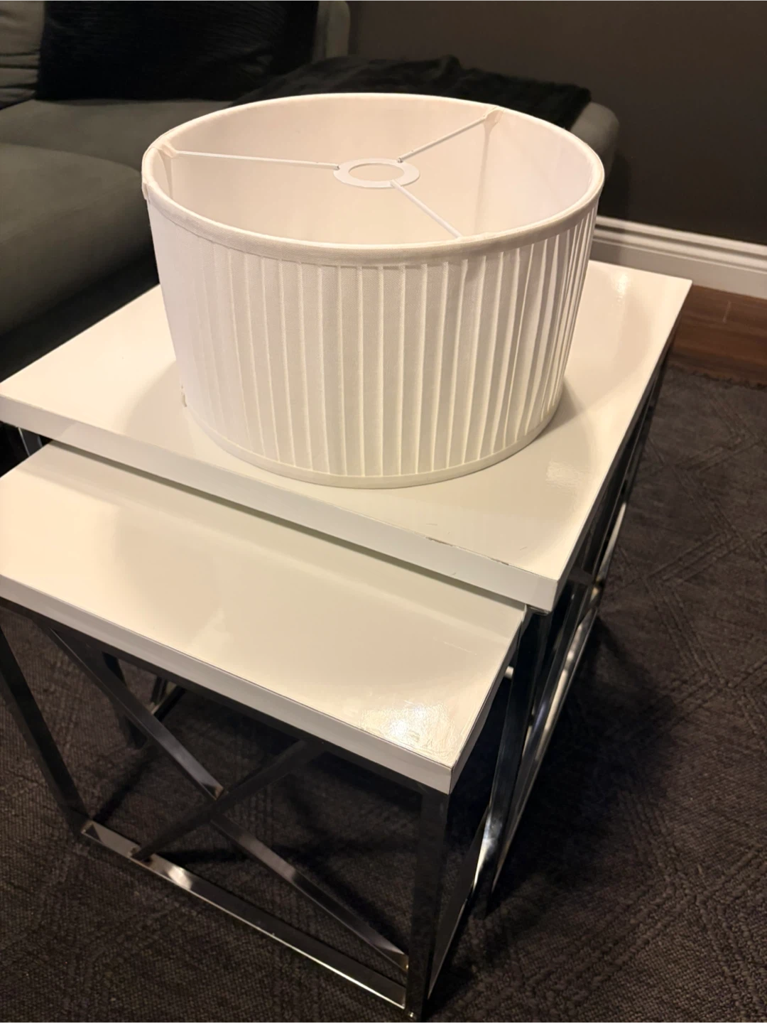 White Pleated Drum Lampshade - photo 3