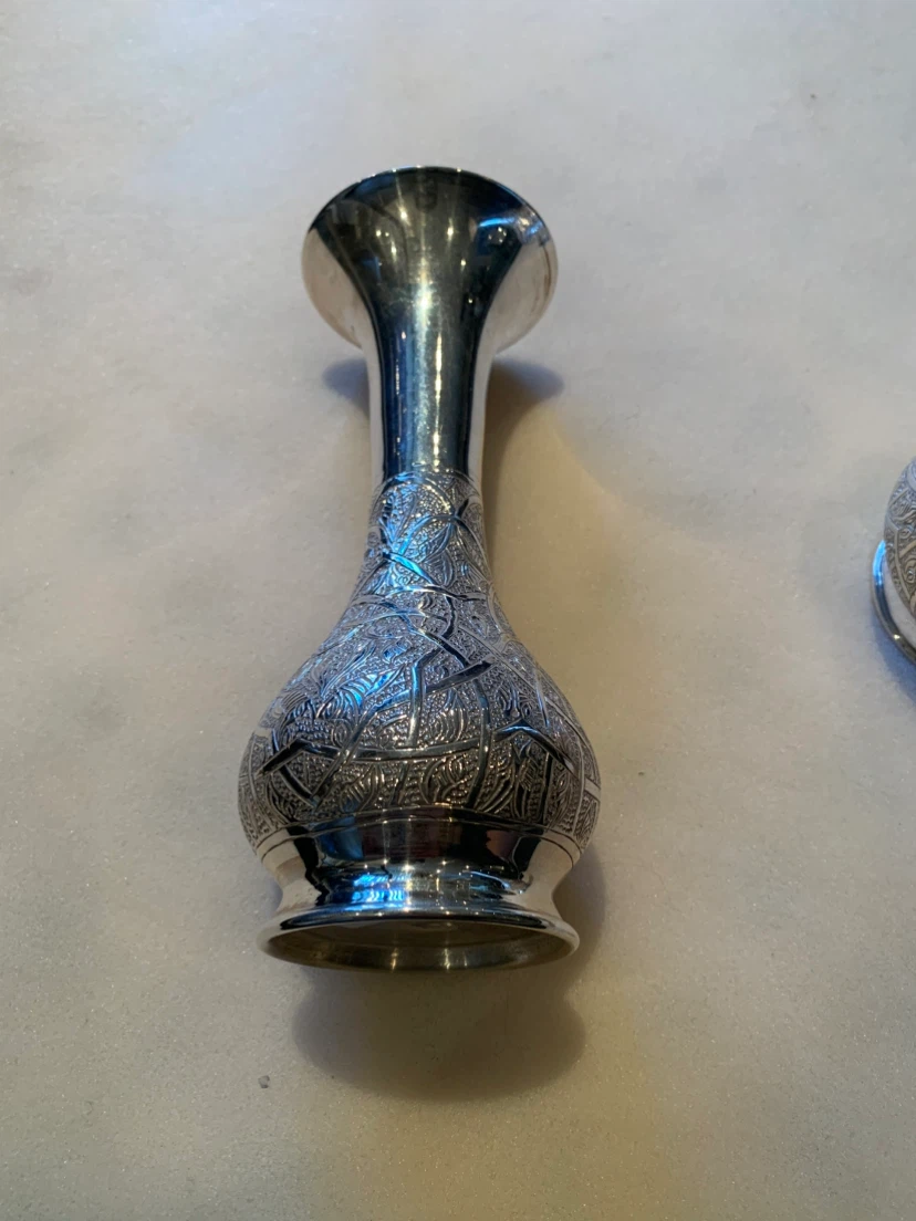 Set of 2 small decorative silver vases - photo 2
