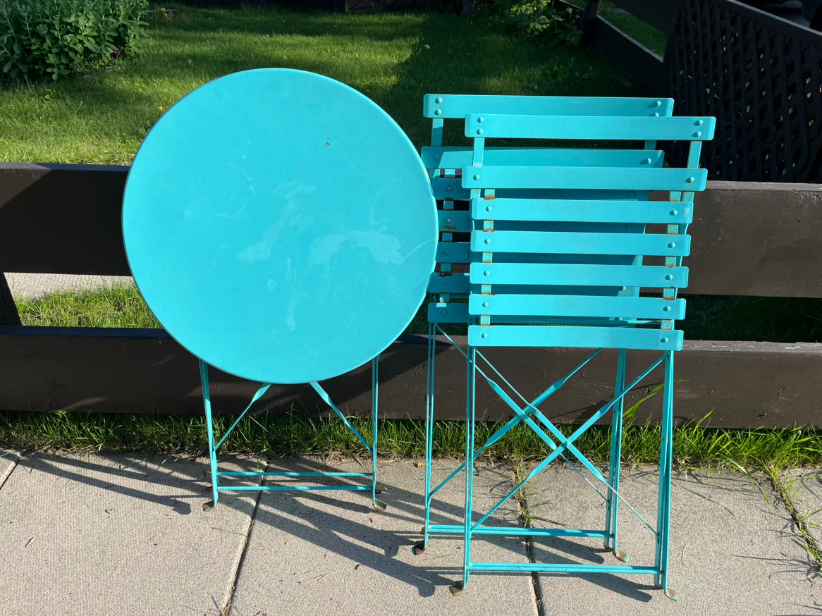 Turquoise Metal Bistro Set - photo 2