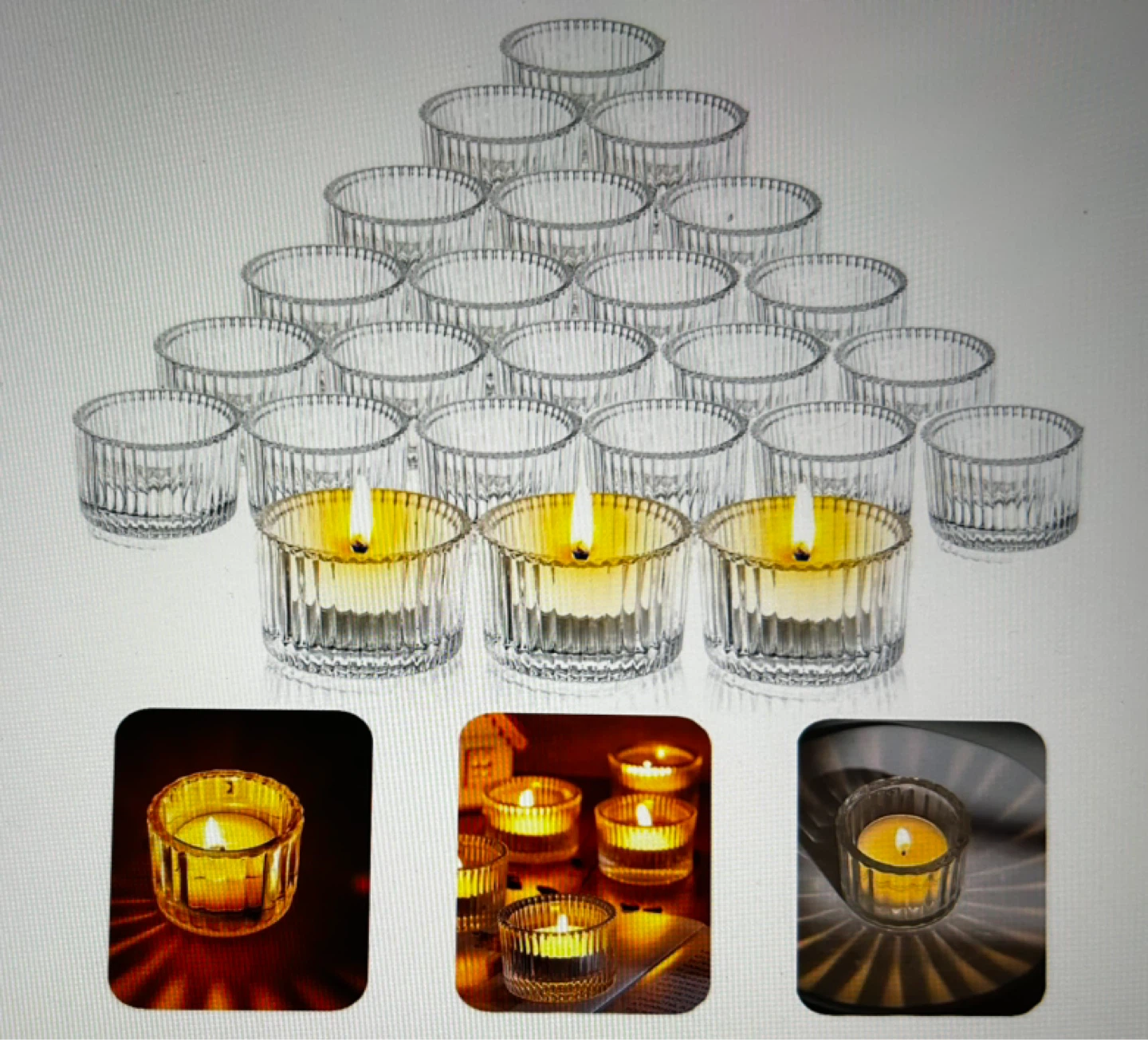 Glass Tealight Candle Holders - Set of 24 - photo 3