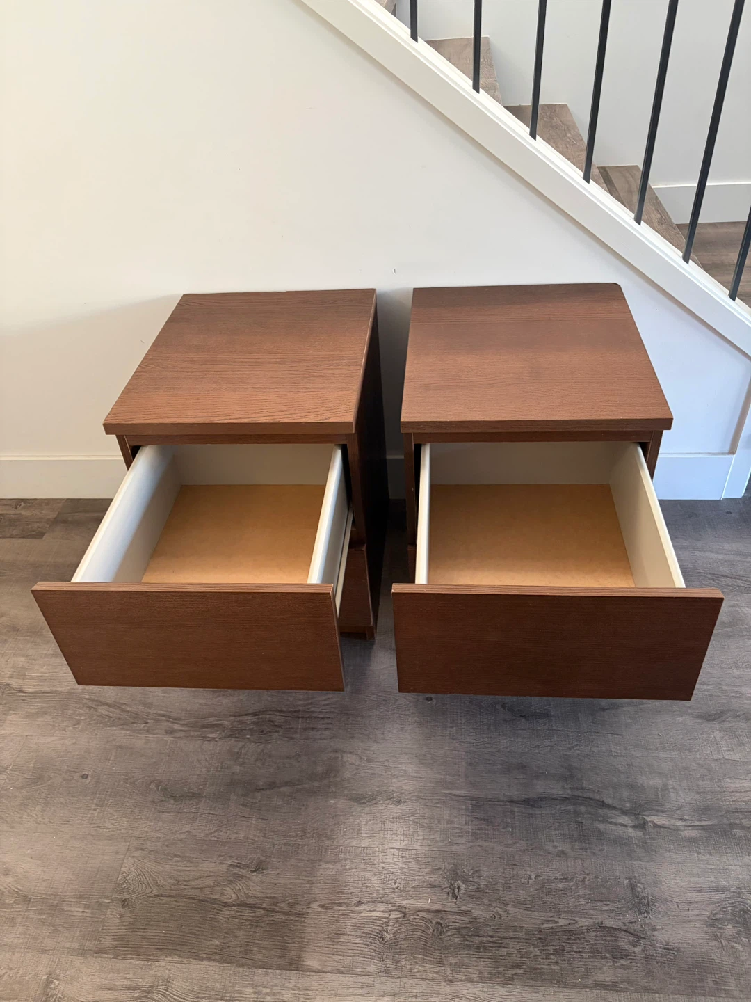 pair of IKEA MALM nightstands in brown - photo 2