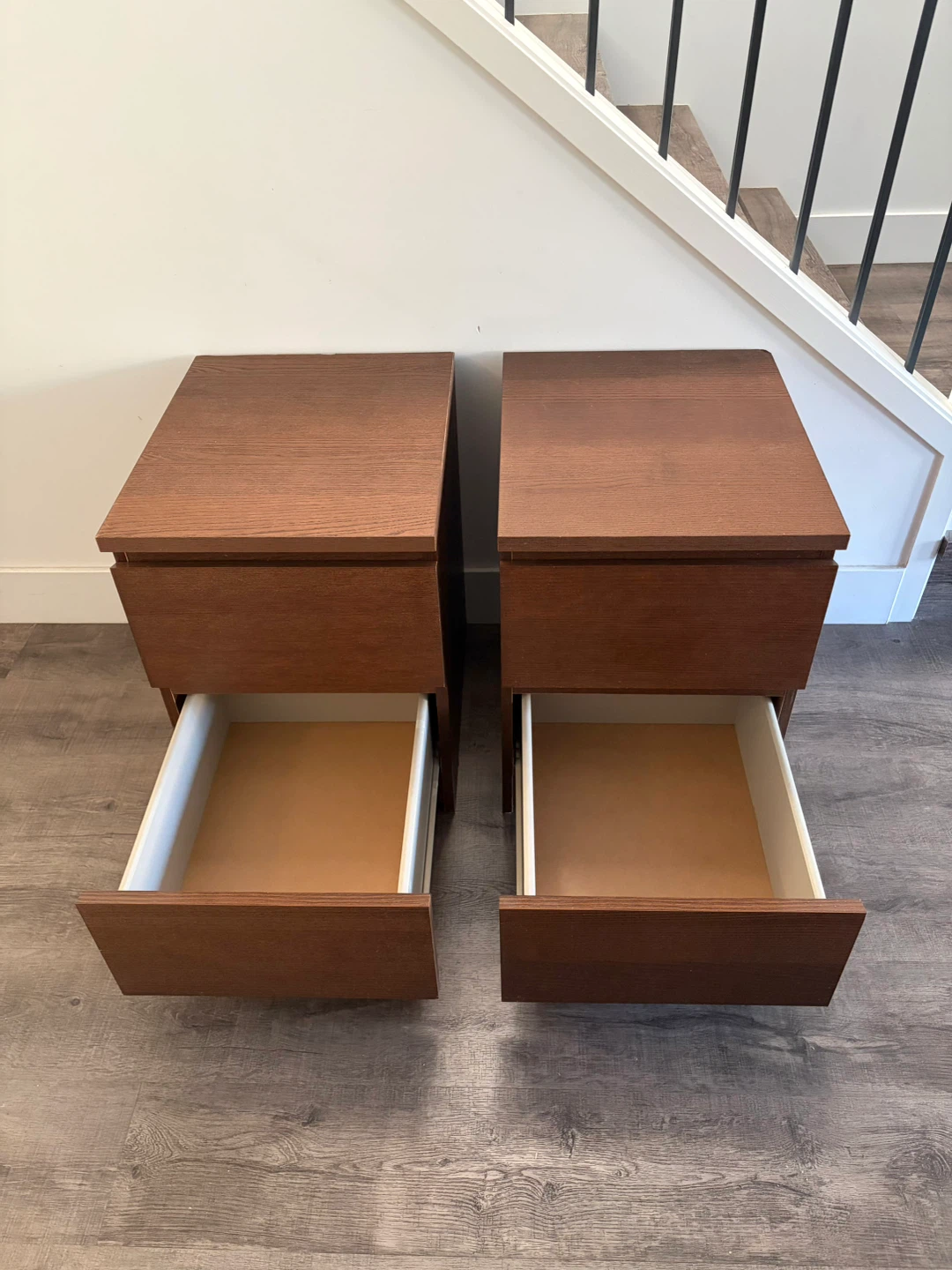 pair of IKEA MALM nightstands in brown - photo 3