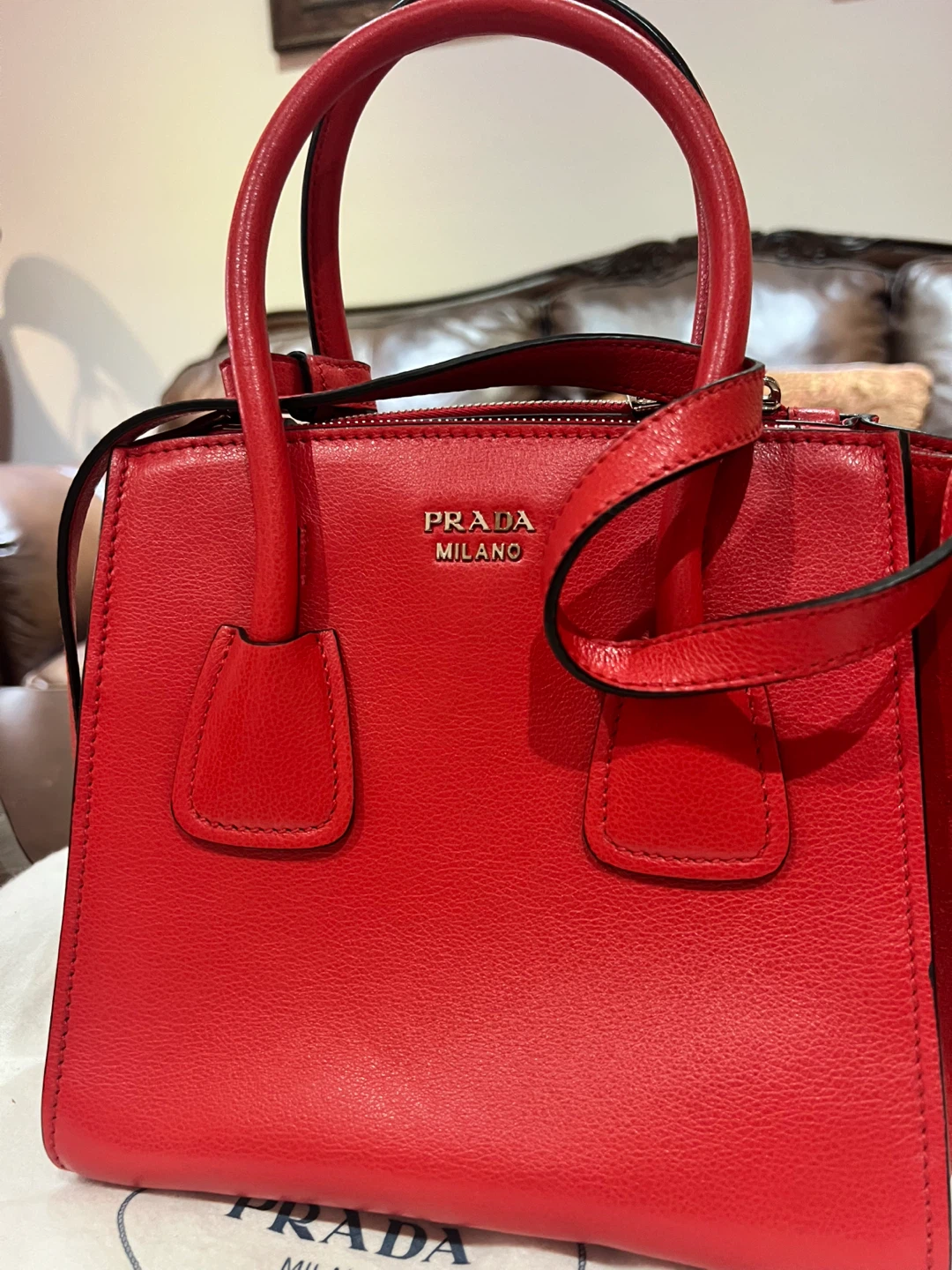 Prada Red Leather Tote Bag - photo 3