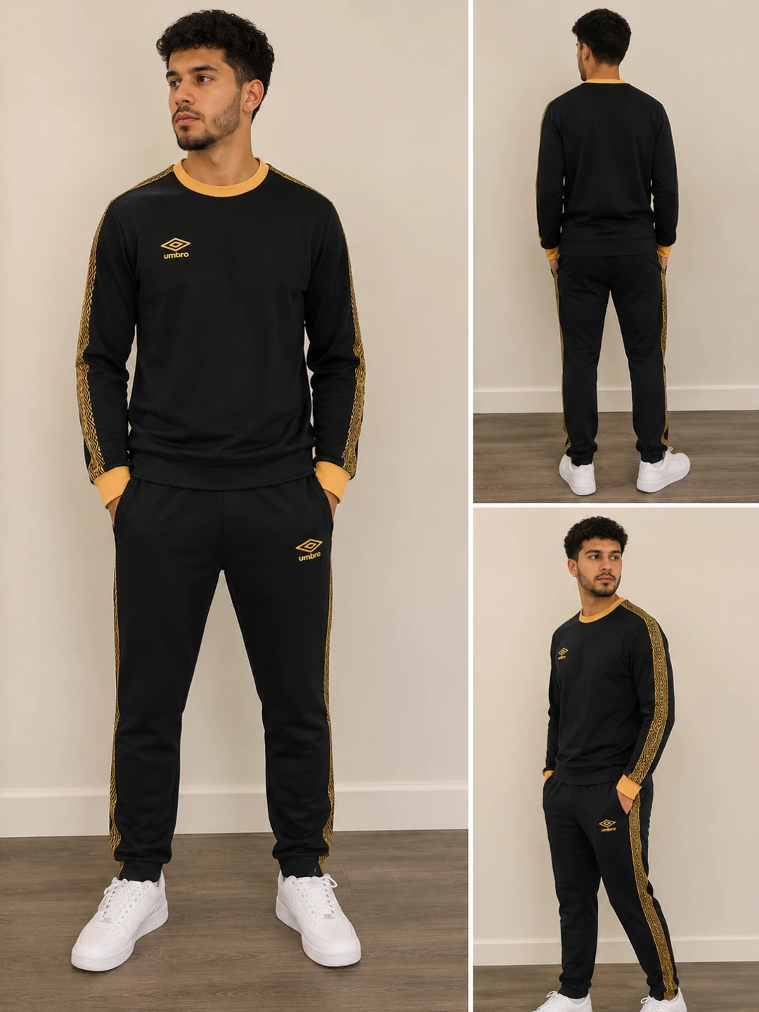 Umbro Premier Black & Gold Tracksuit Set - Small