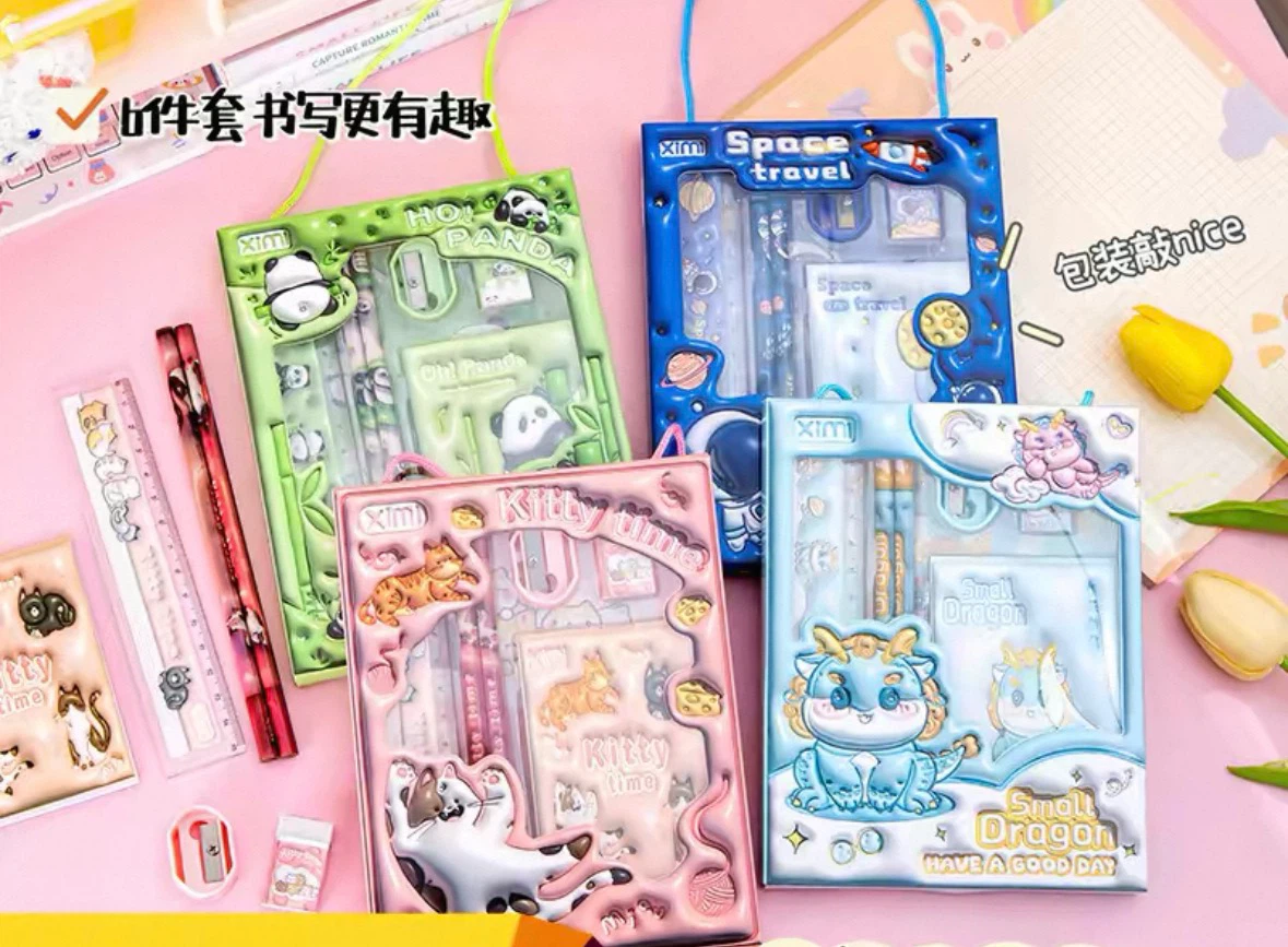 Kids Stationery Set with Pencil, Eraser, Ruler & More