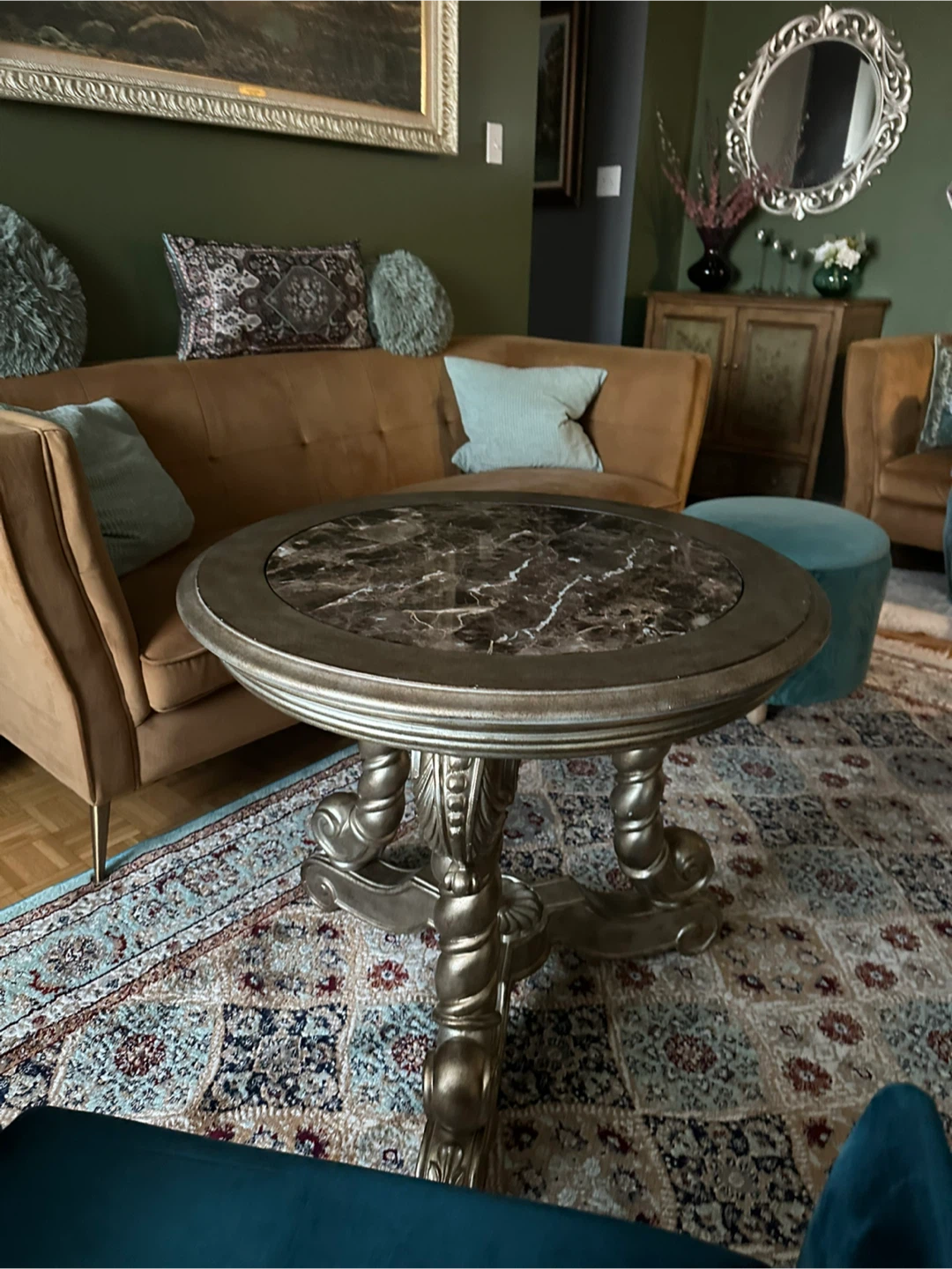 Round End Table with Marble Top - photo 3