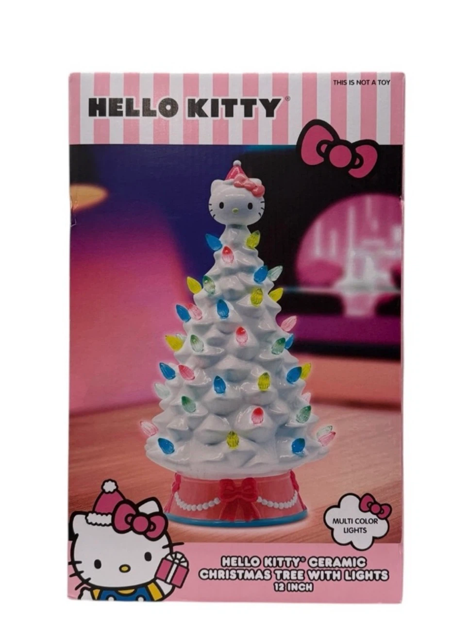Hello Kitty Ceramic Christmas Tree with Lights - 12 Inch