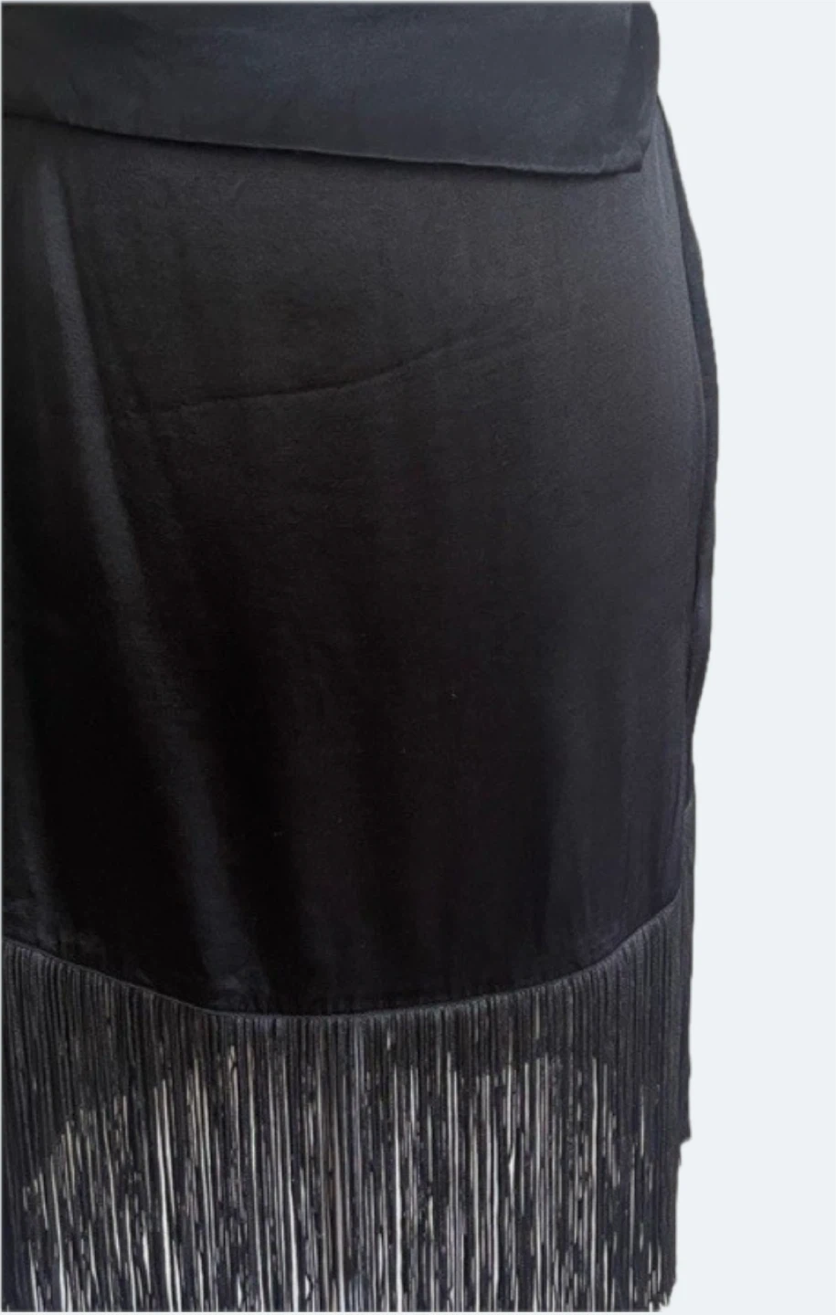 Zara Black Satin Fringe Skirt - photo 5