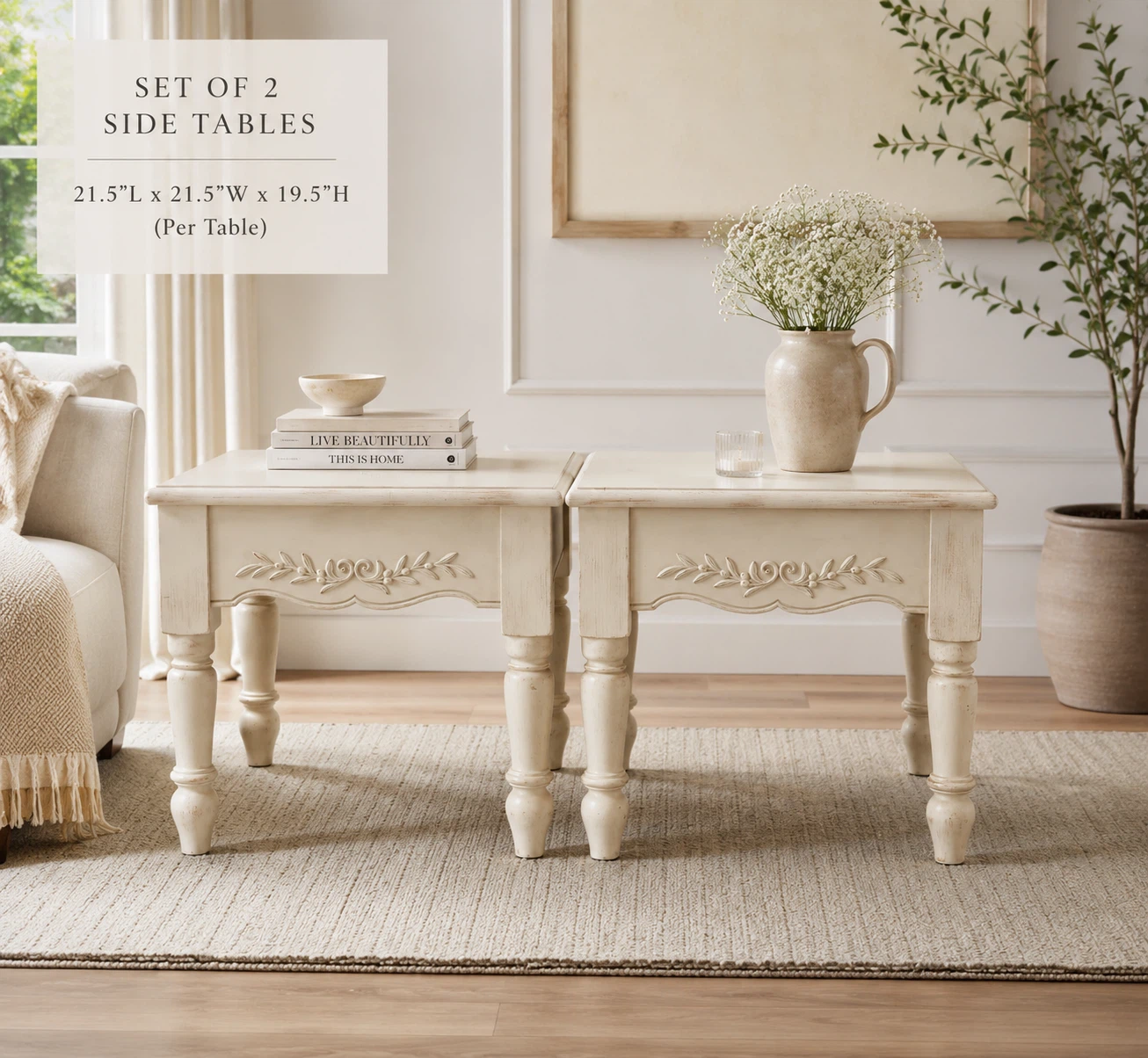 Beautiful Vintage End Tables – Set of 2 | French Farmhouse Style