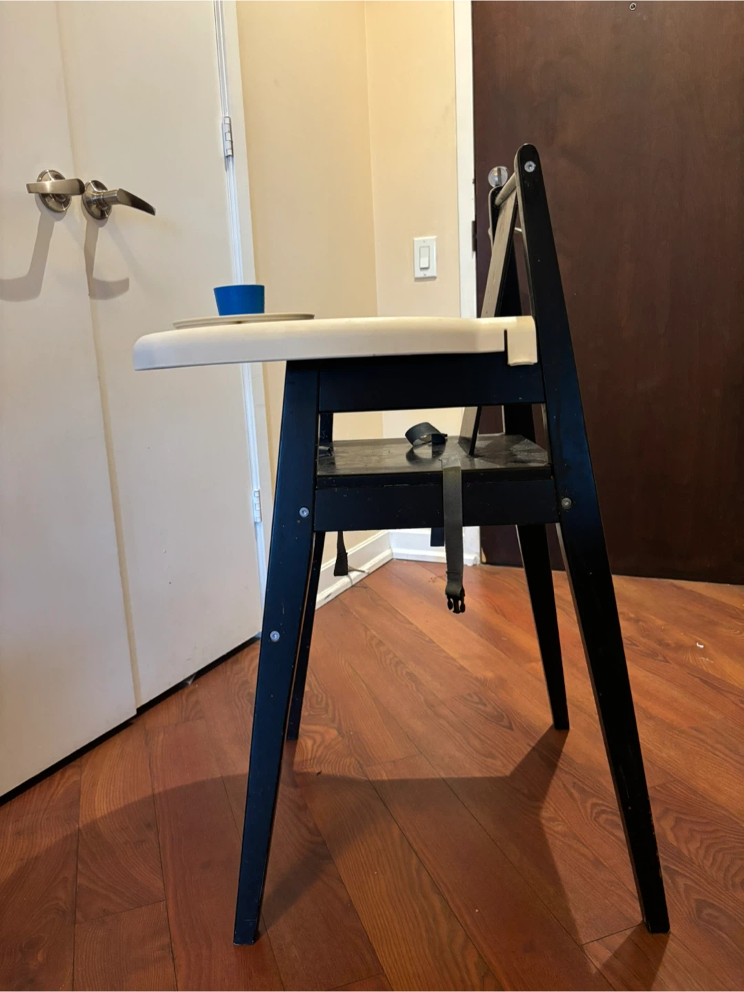 Black Wooden High Chair with Tray