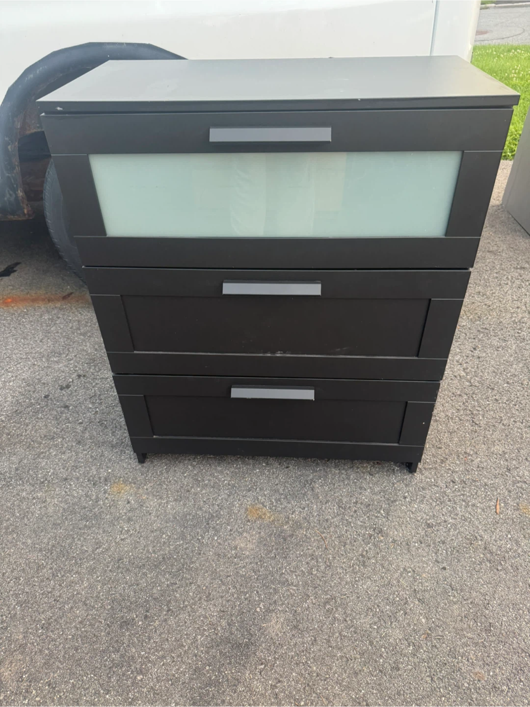 Ikea Black 3-Drawer Dresser with Frosted Glass Panel - photo 2