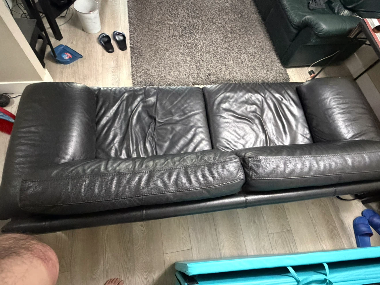 Black Leather Sofa - photo 3