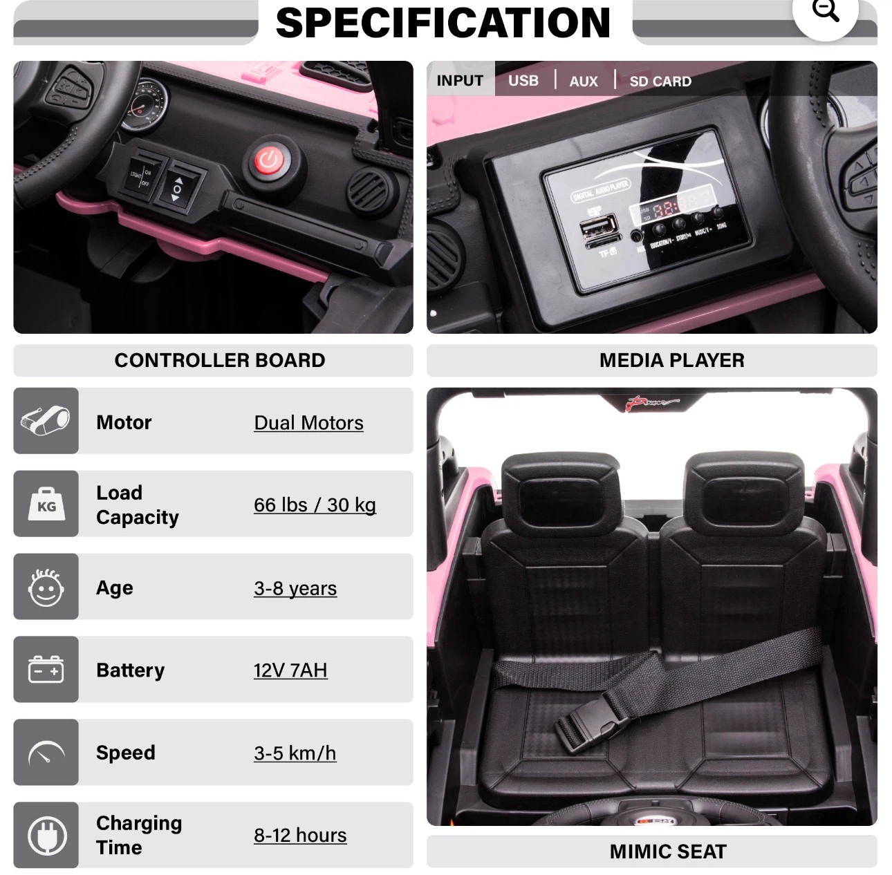 Pink Voltz Toys ride-on jeep - photo 3