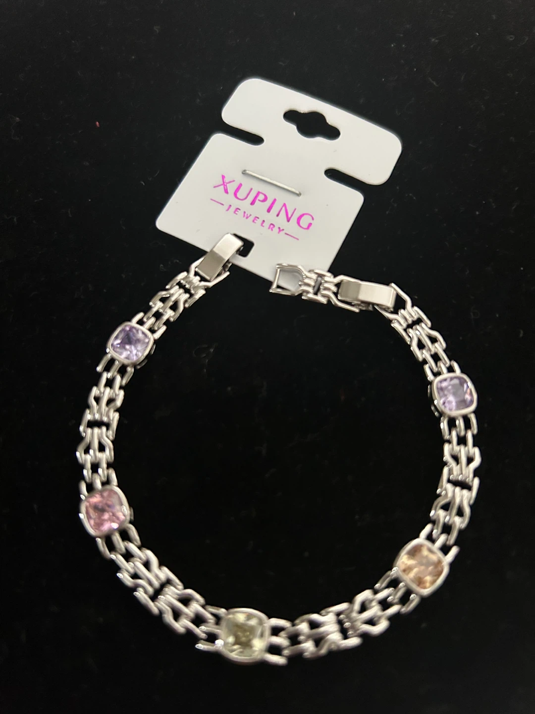 Xuping Jewelry Silver Tone Bracelet with Multi-Color Stones - photo 2