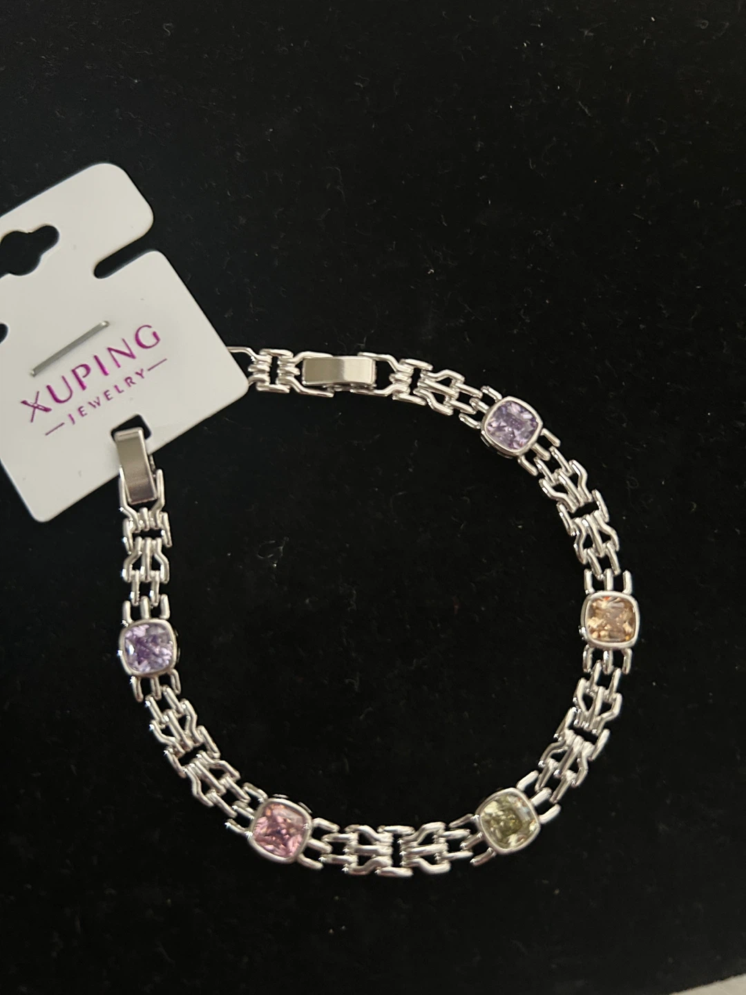 Xuping Jewelry Silver Tone Bracelet with Multi-Color Stones - photo 3