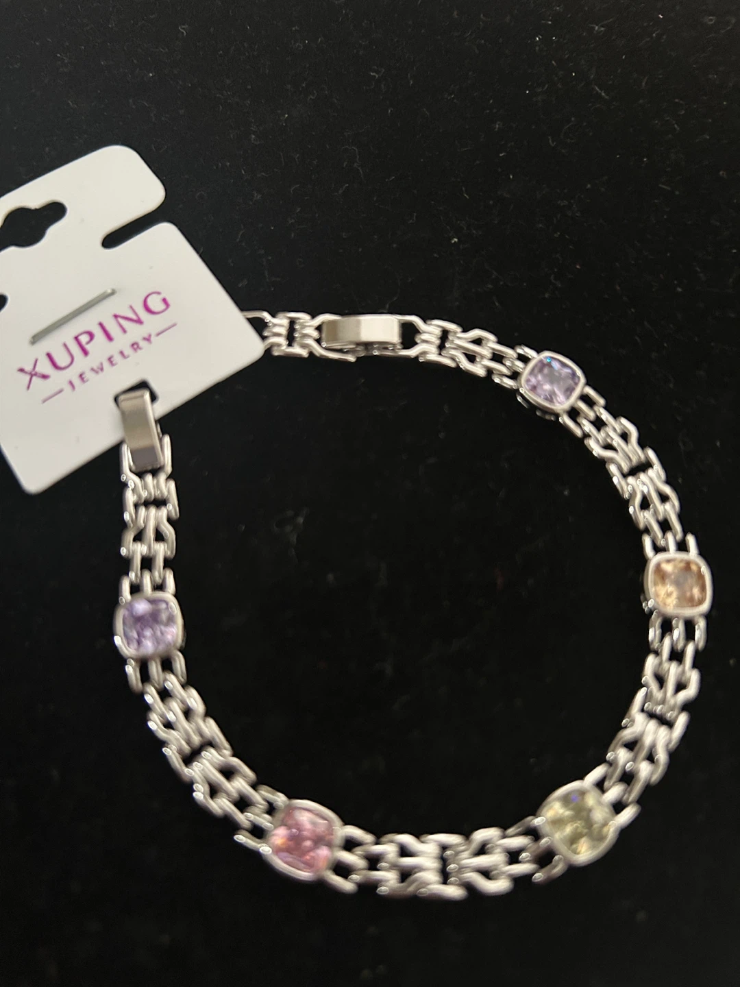 Xuping Jewelry Silver Tone Bracelet with Multi-Color Stones