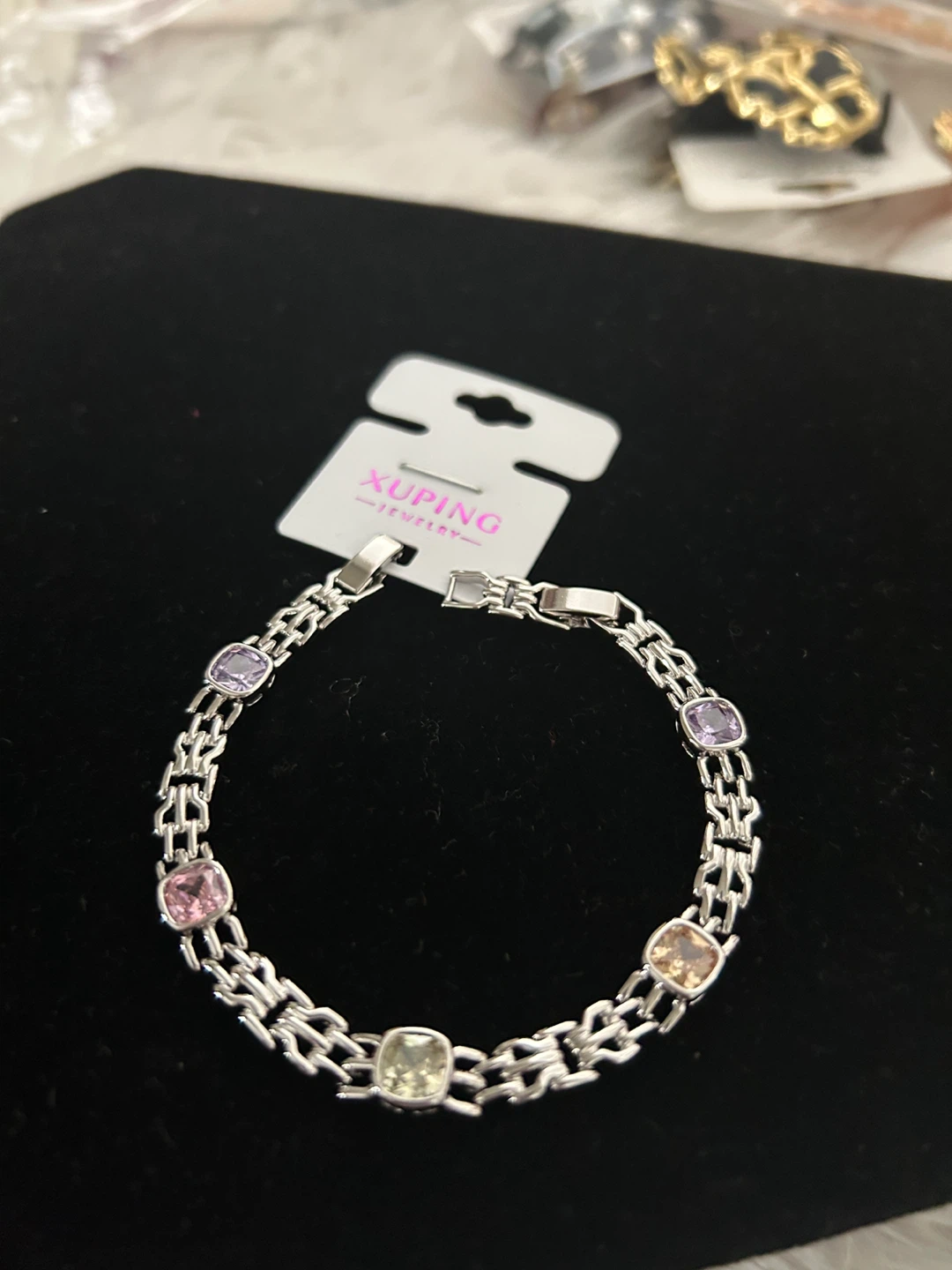 Xuping Jewelry Silver Tone Bracelet with Multi-Color Stones - photo 4