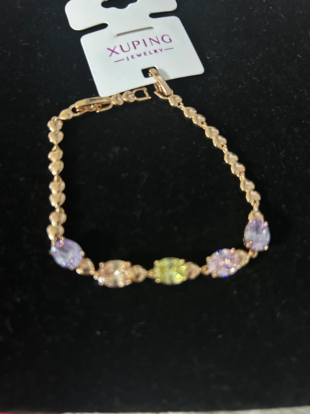 Xuping Jewelry Rose Gold Tone Bracelet with Multi-Colored Gems