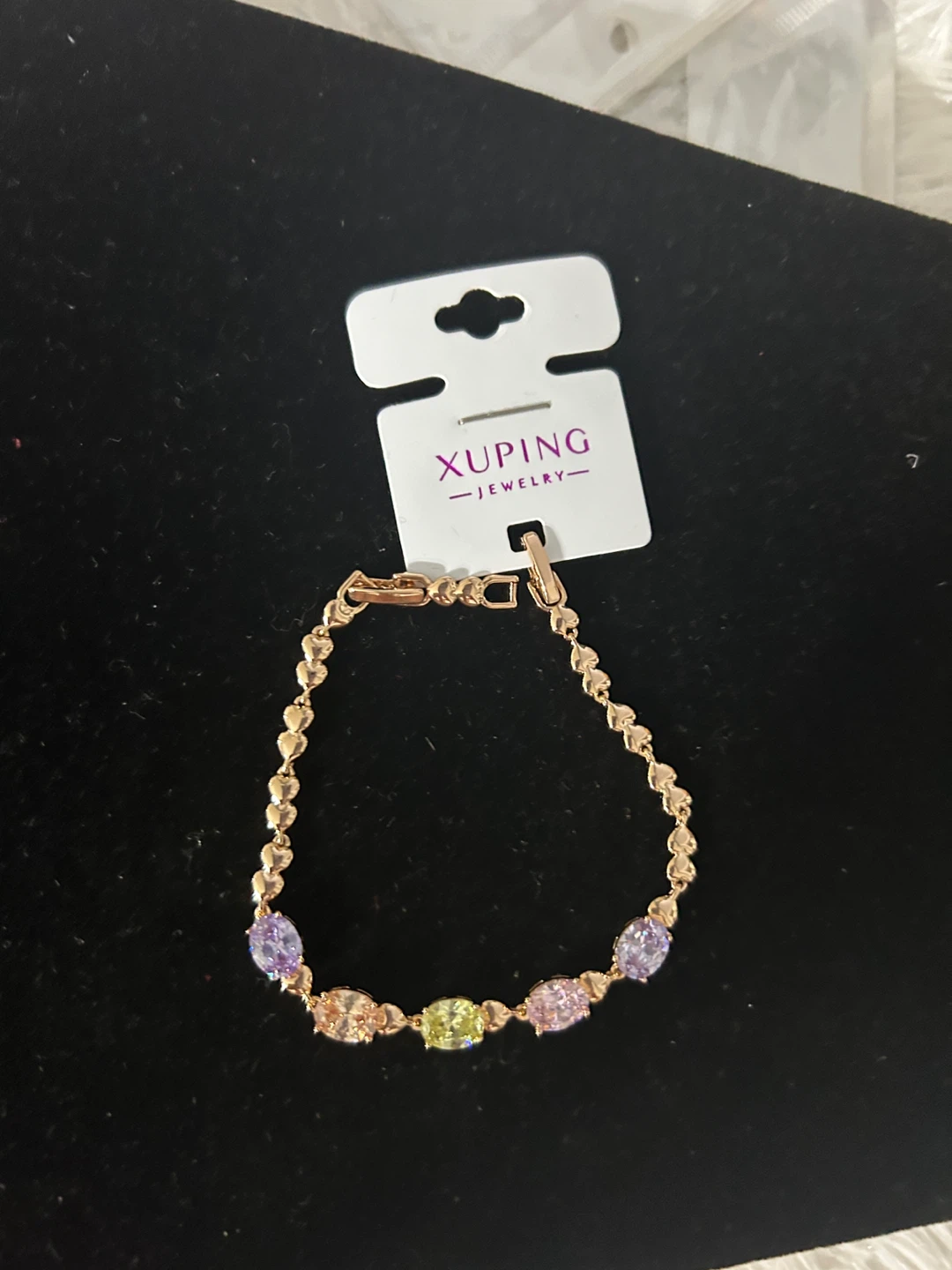 Xuping Jewelry Rose Gold Tone Bracelet with Multi-Colored Gems - photo 2