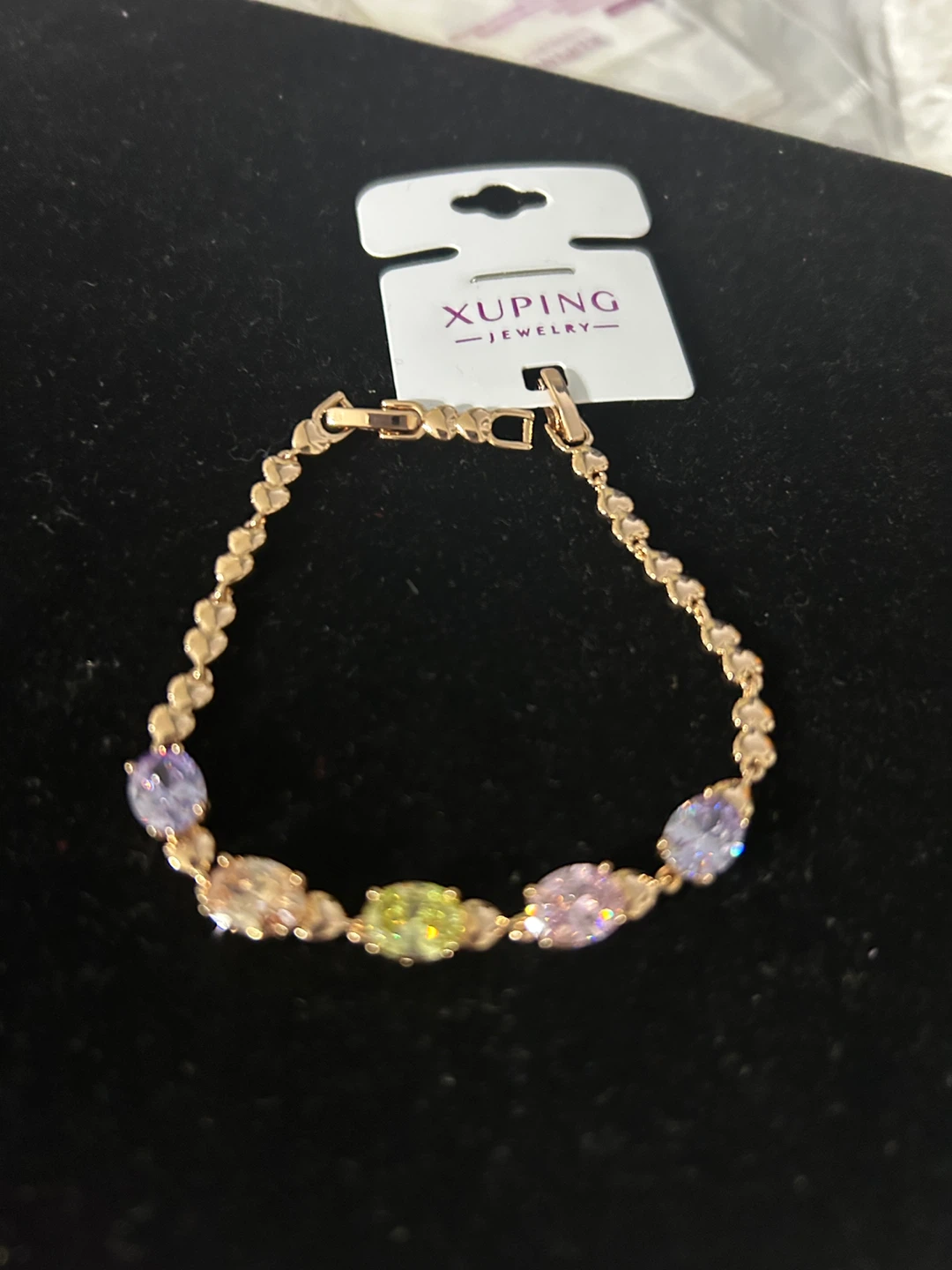 Xuping Jewelry Rose Gold Tone Bracelet with Multi-Colored Gems - photo 5