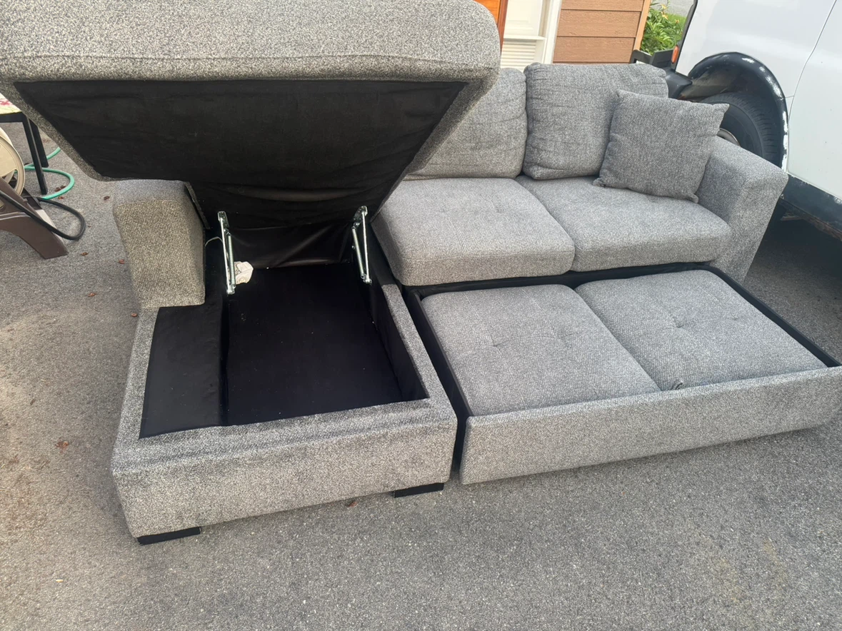 Grey Sectional Sofa with Storage - photo 4