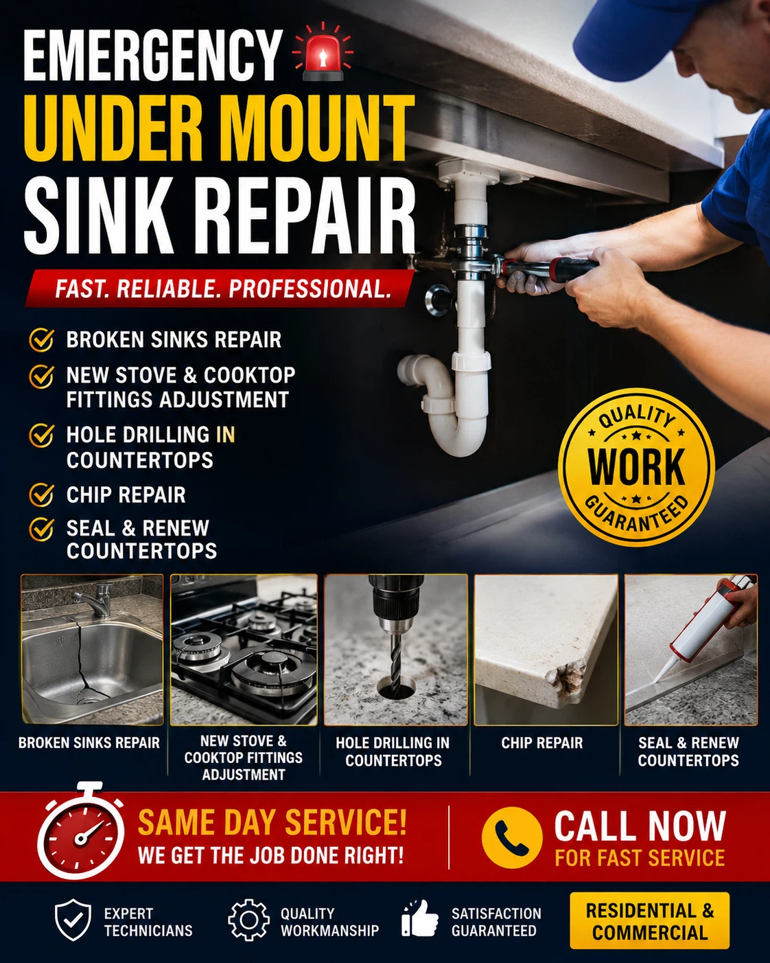 Sink repair, granite repair, cutouts and hole - photo 2