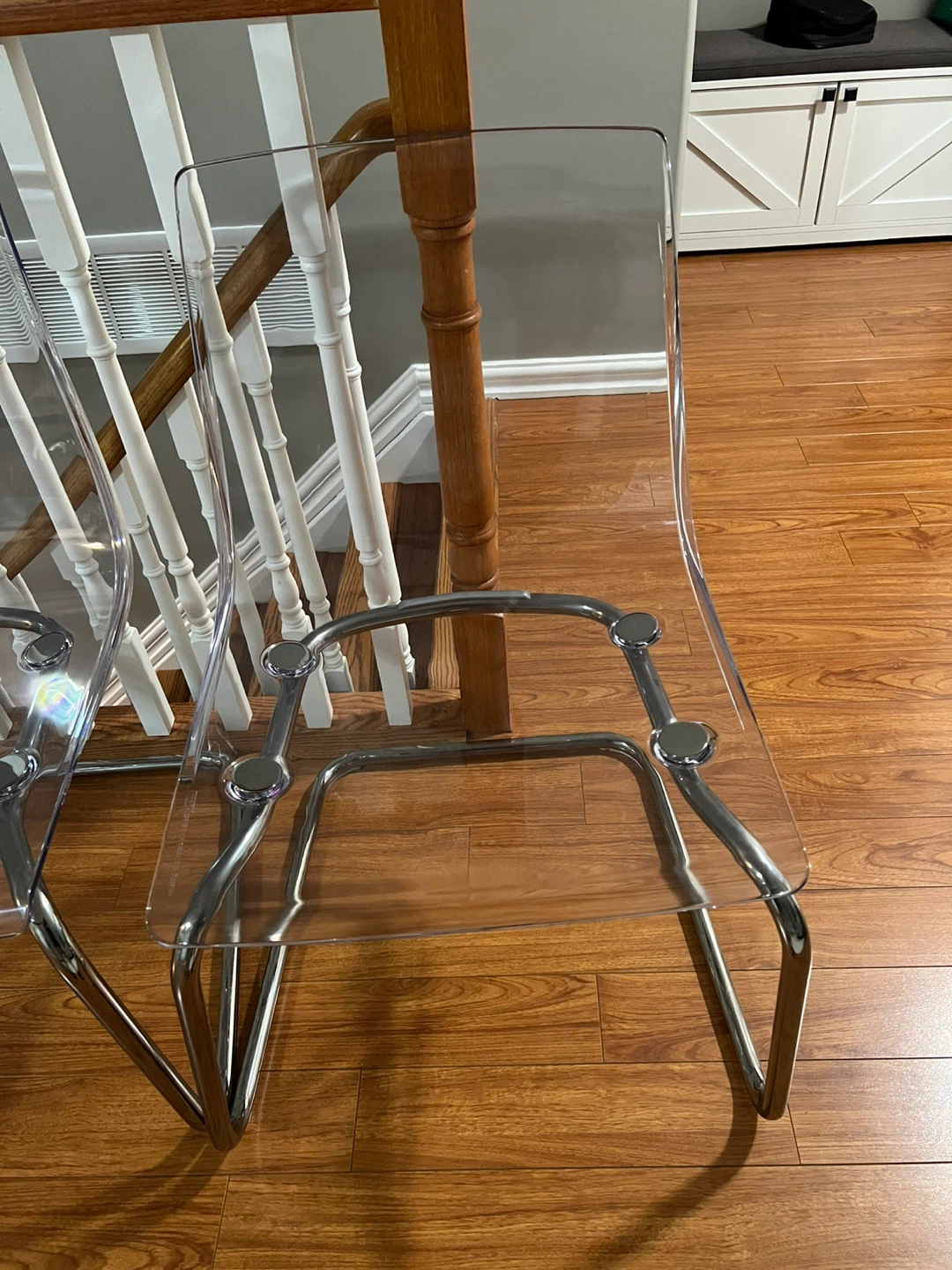 Set of 5 Clear Acrylic Chairs with Chrome Base - photo 2